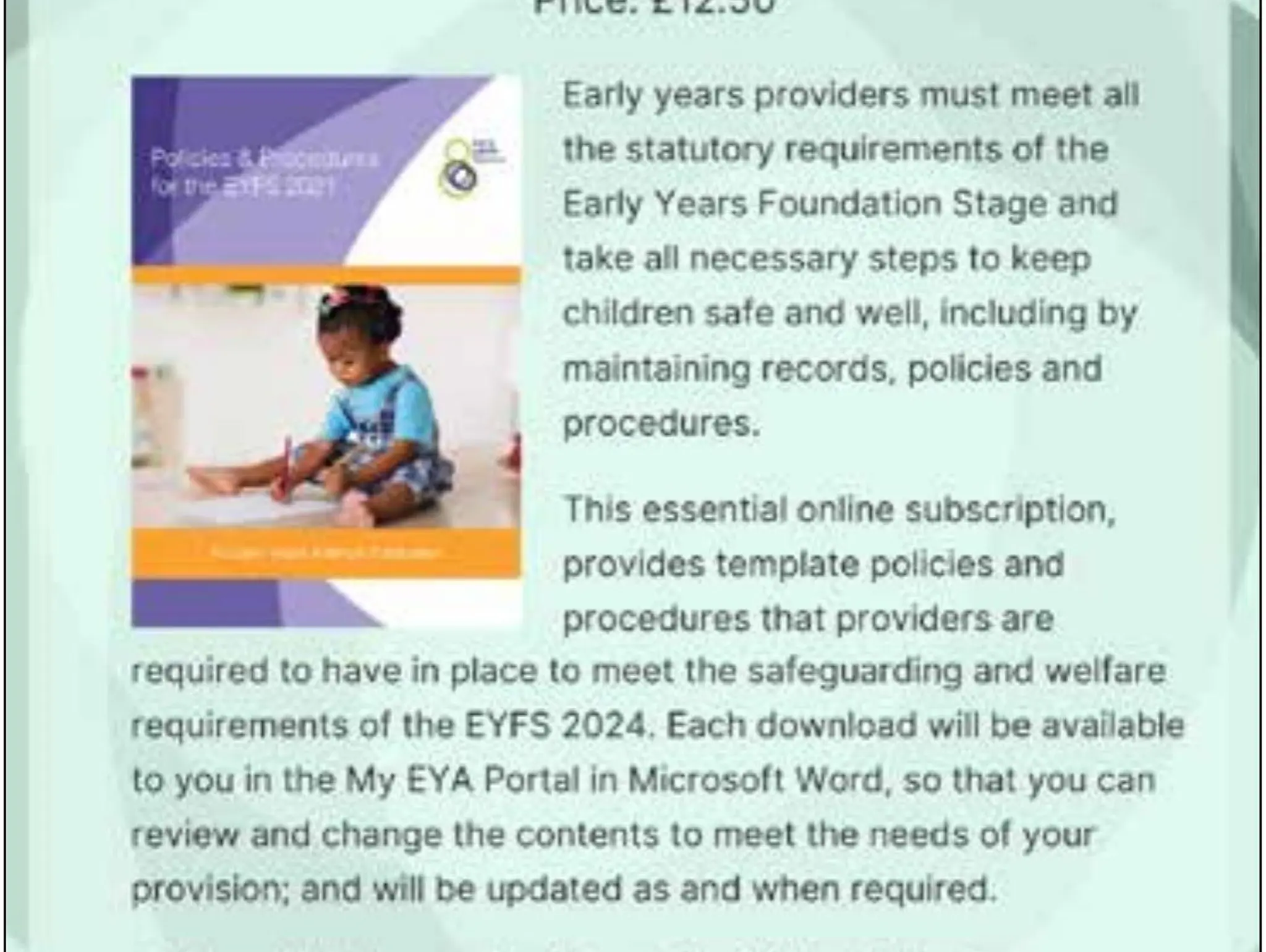 Contact details – plus Policies and procedures for the EYFS 2024