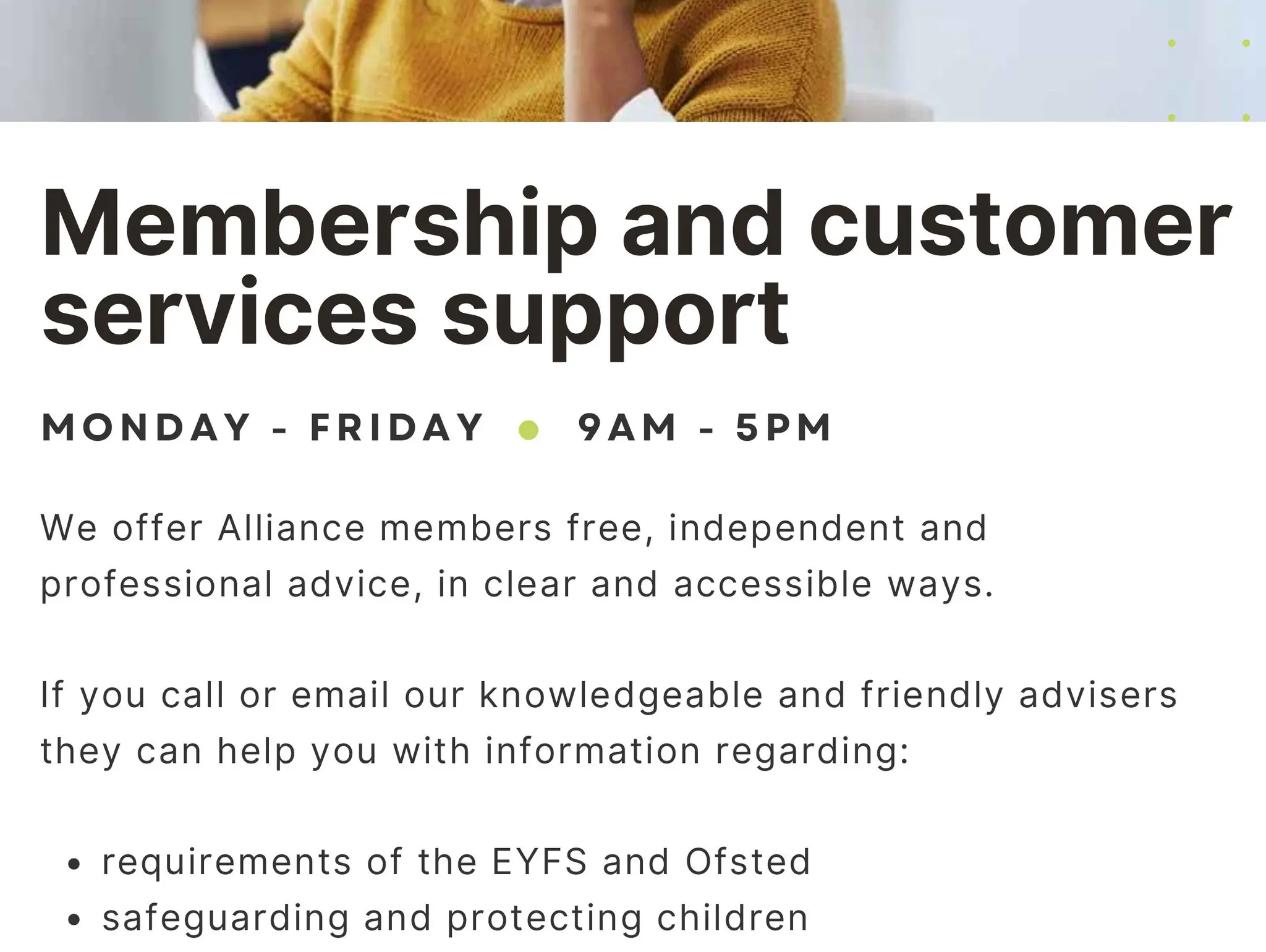Advertisement: Alliance membership and customer service support