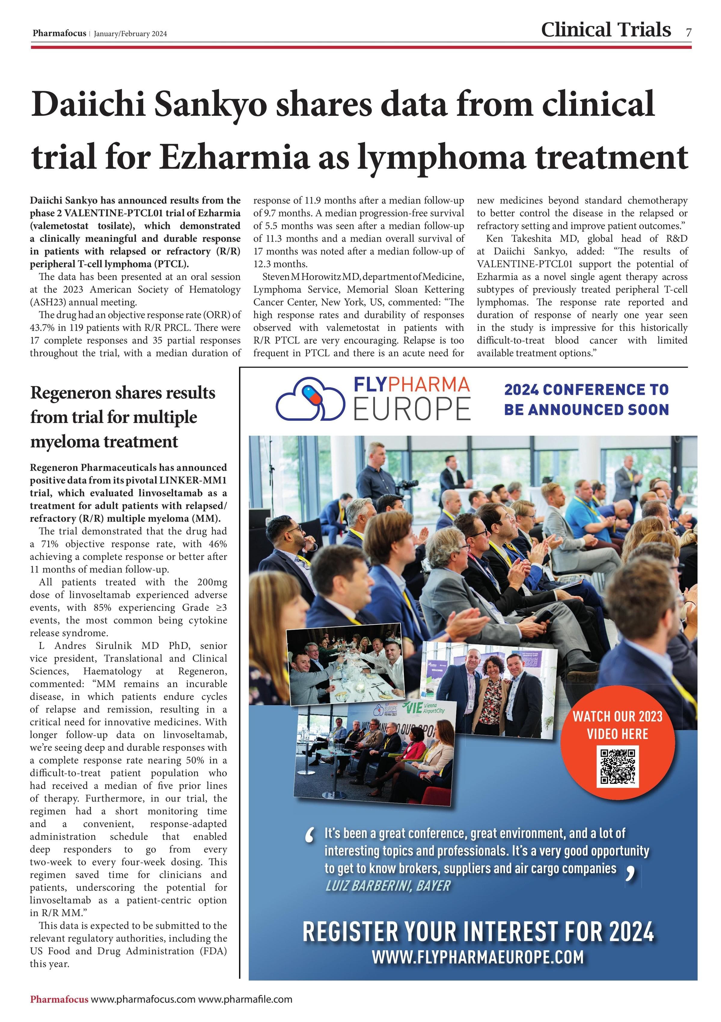 Daiichi Sankyo shares data from clinical trial for Ezharmia as lymphoma treatment