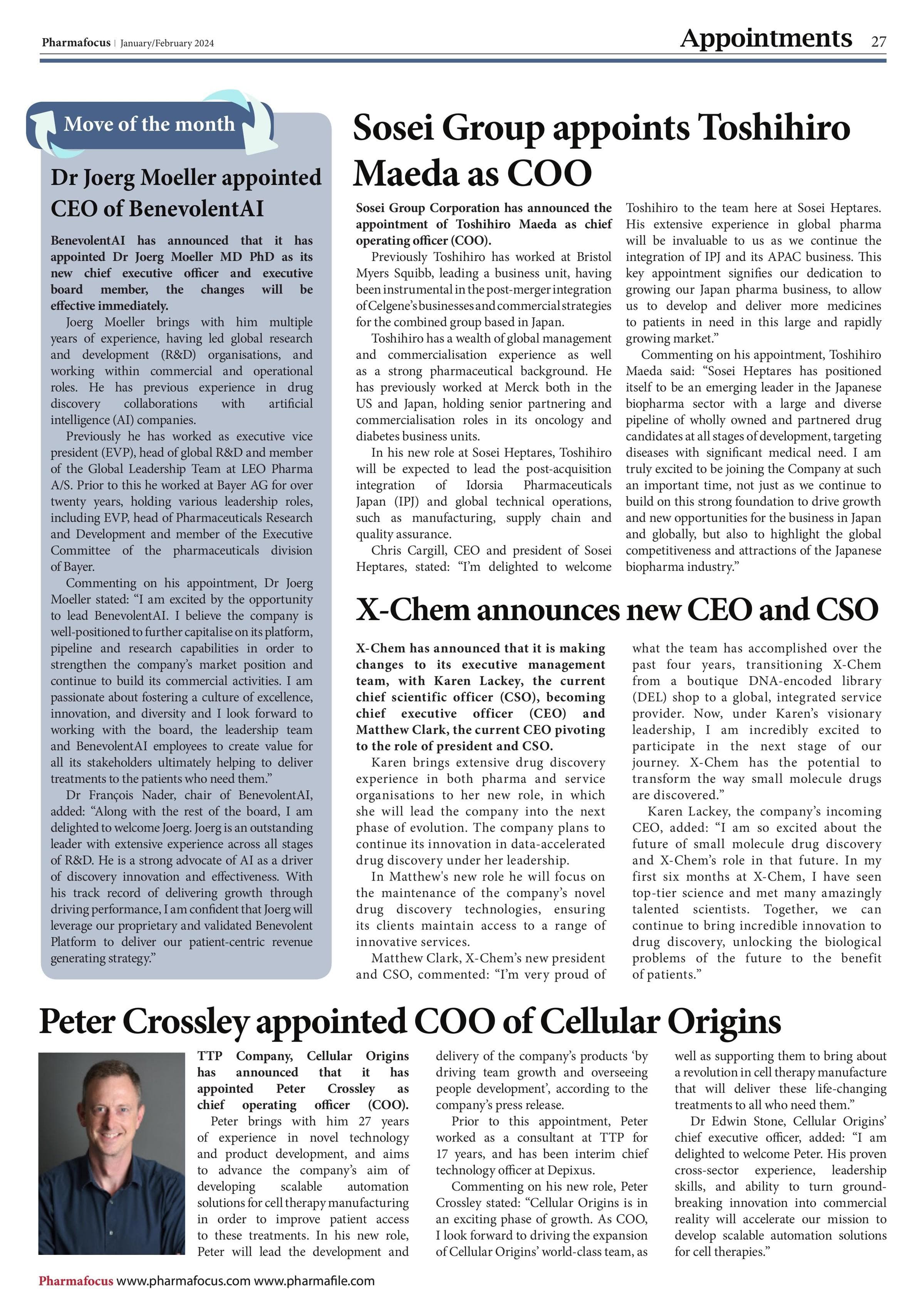 Dr Joerg Moeller appointed CEO of BenevolentAI