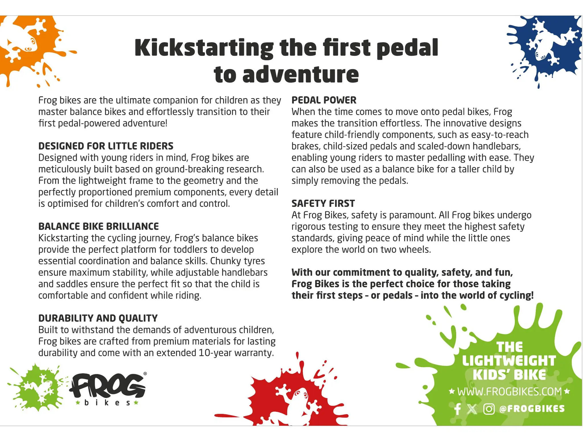 Frog bikes and Monkey World adverts