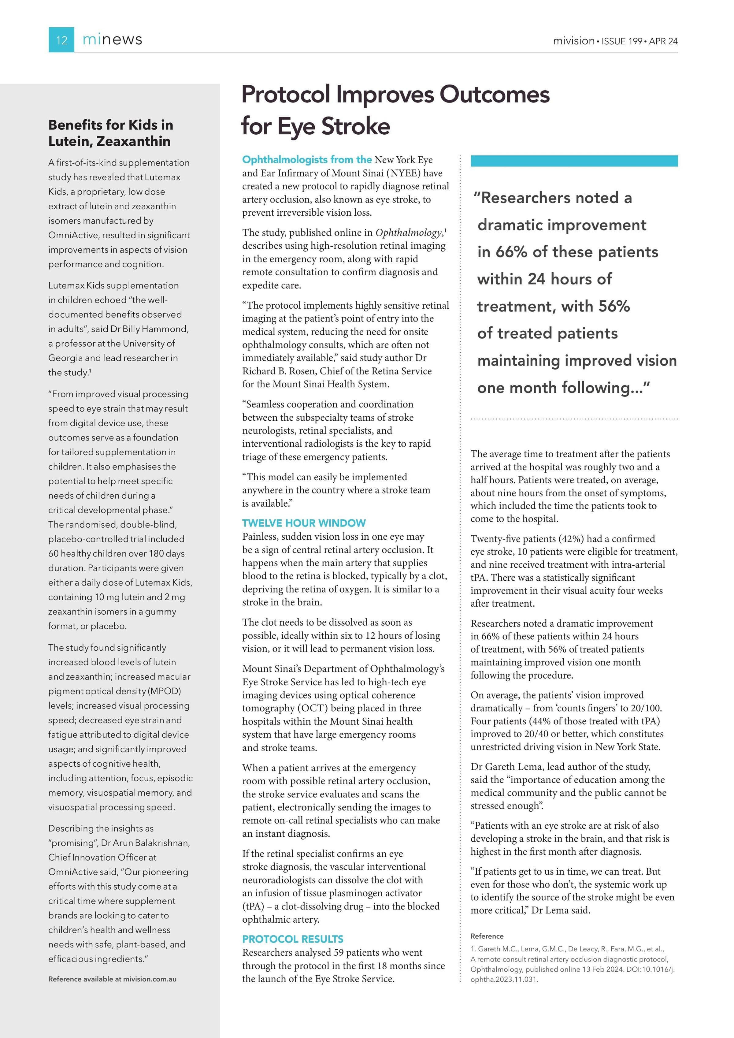 Benefits for Kids in Lutein, Zeaxanthin