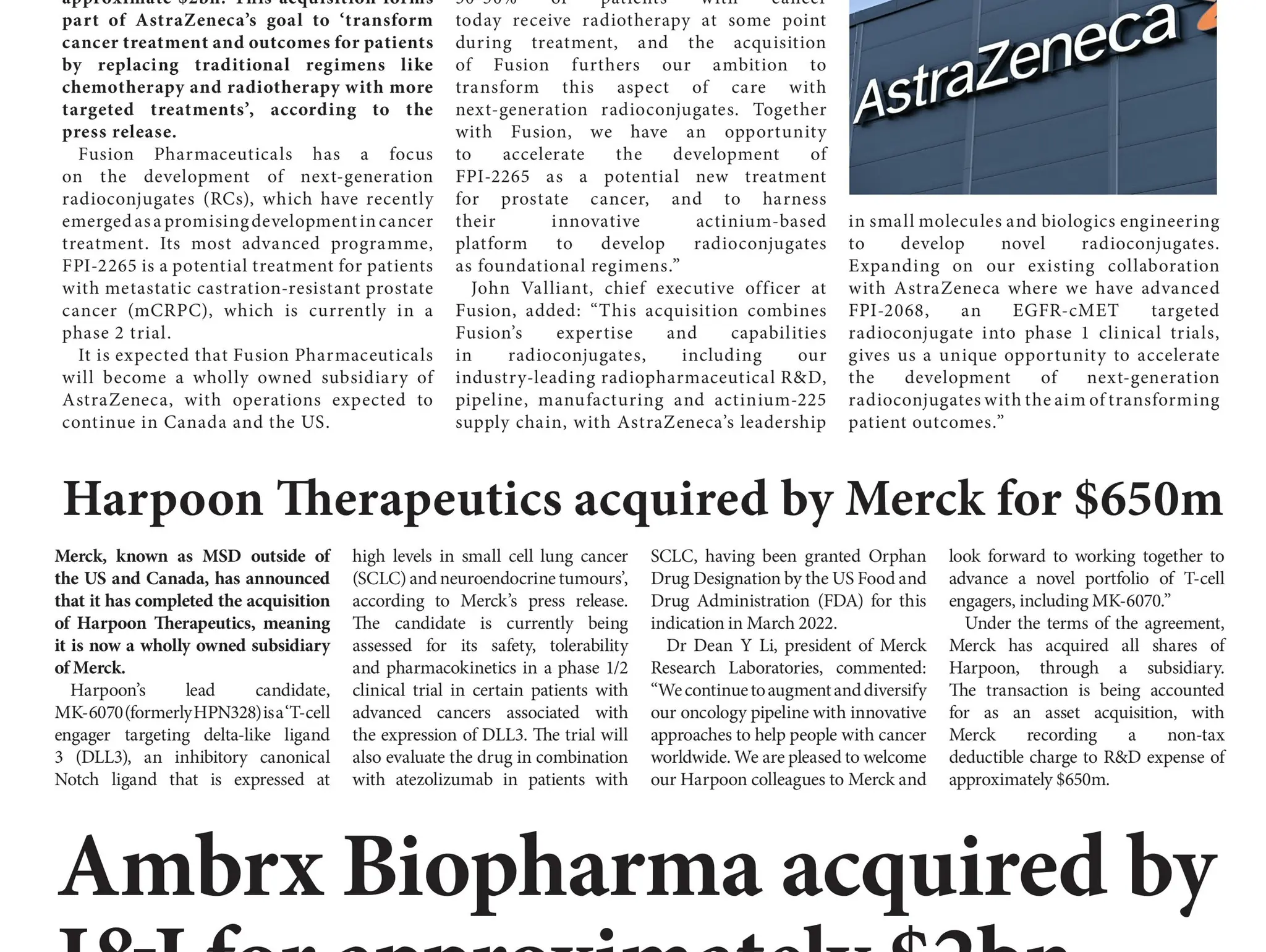 Harpoon Therapeutics acquired by Merck for $650m