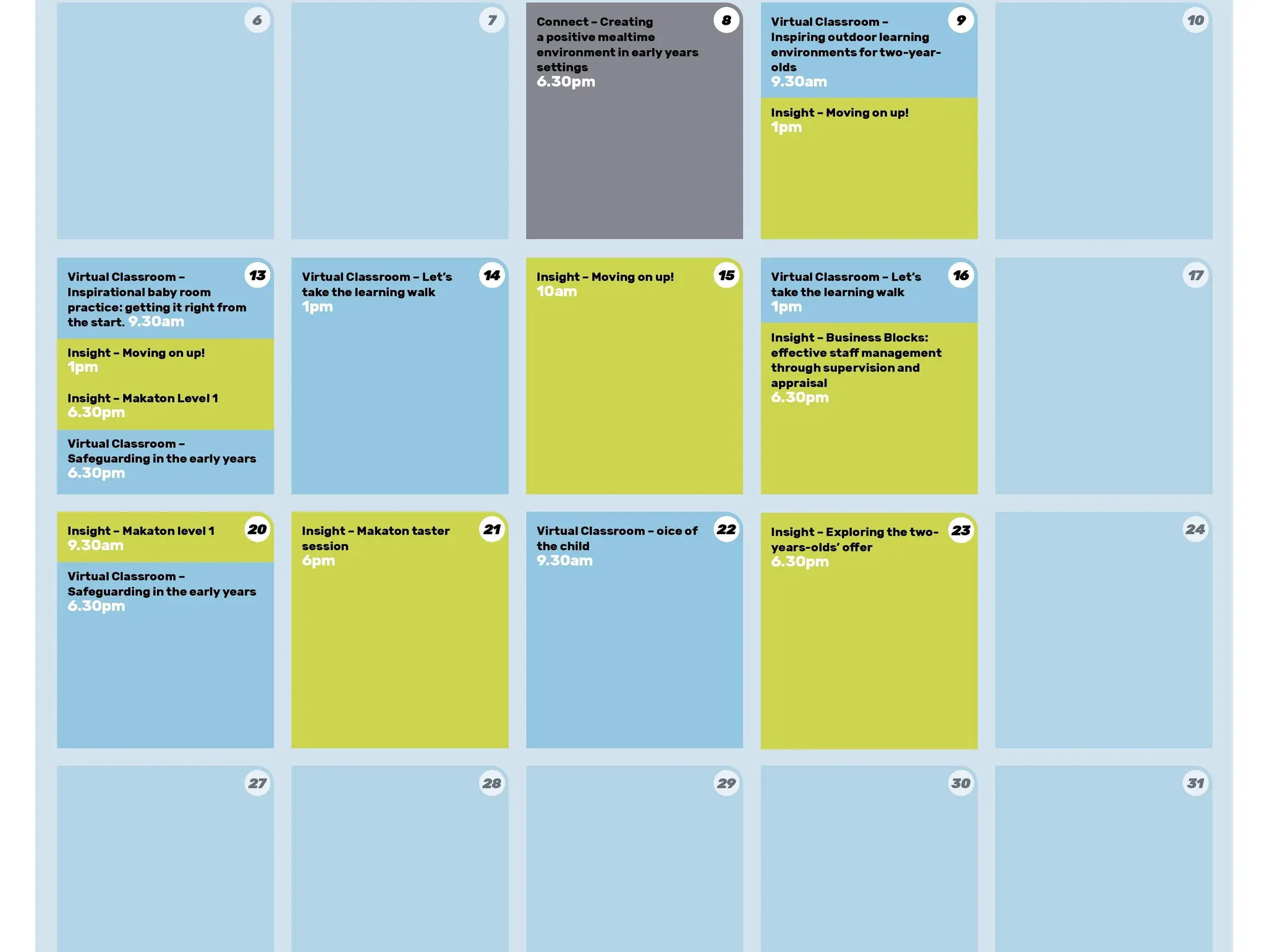 Dates for your diary: May training calendar