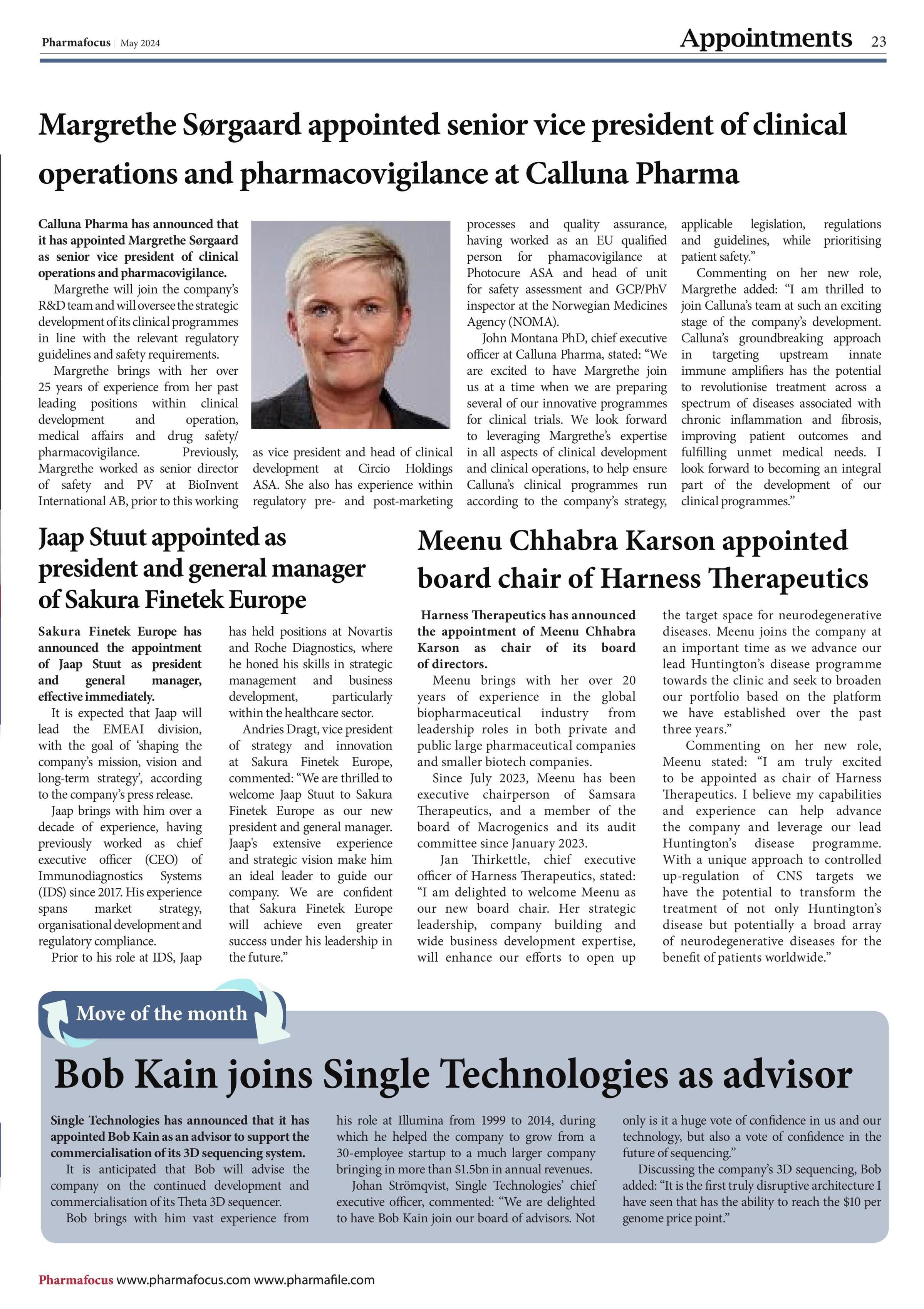 Jaap Stuut appointed as president and general manager of Sakura Finetek Europe