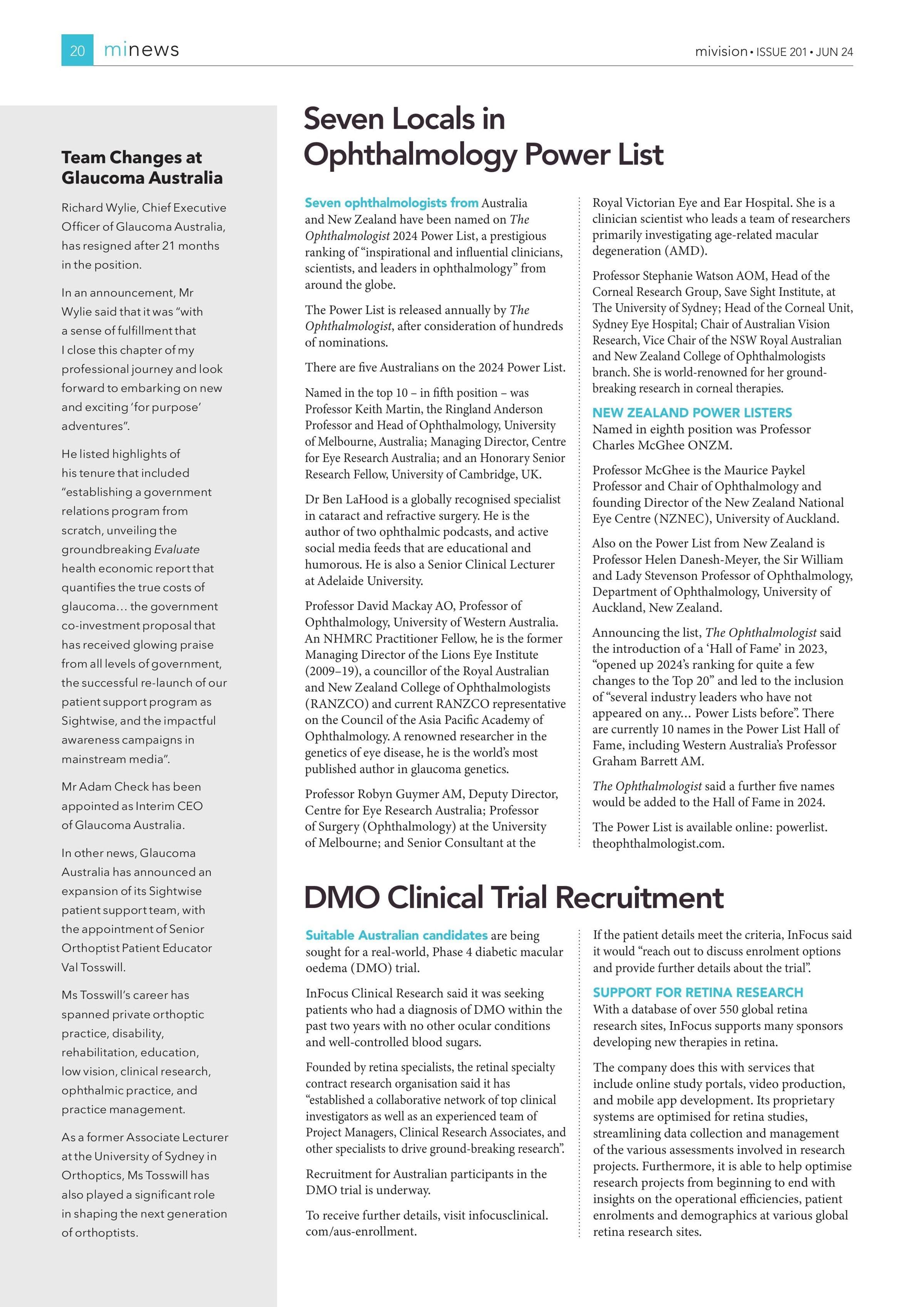 Team Changes at Glaucoma Australia