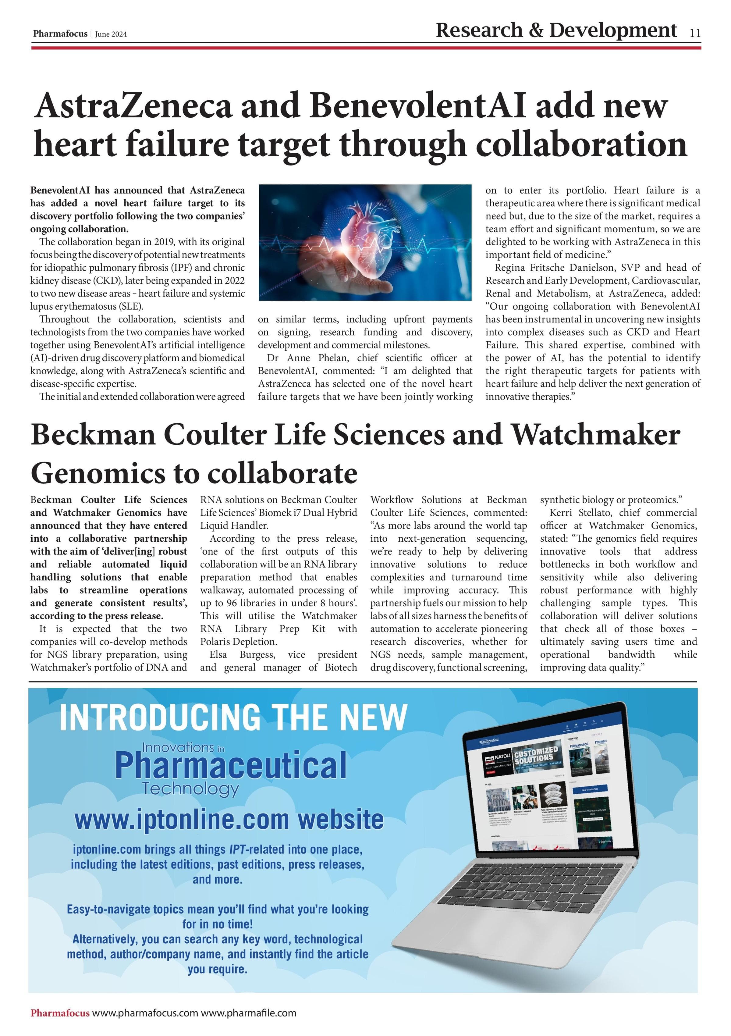 Beckman Coulter Life Sciences and Watchmaker Genomics to collaborate