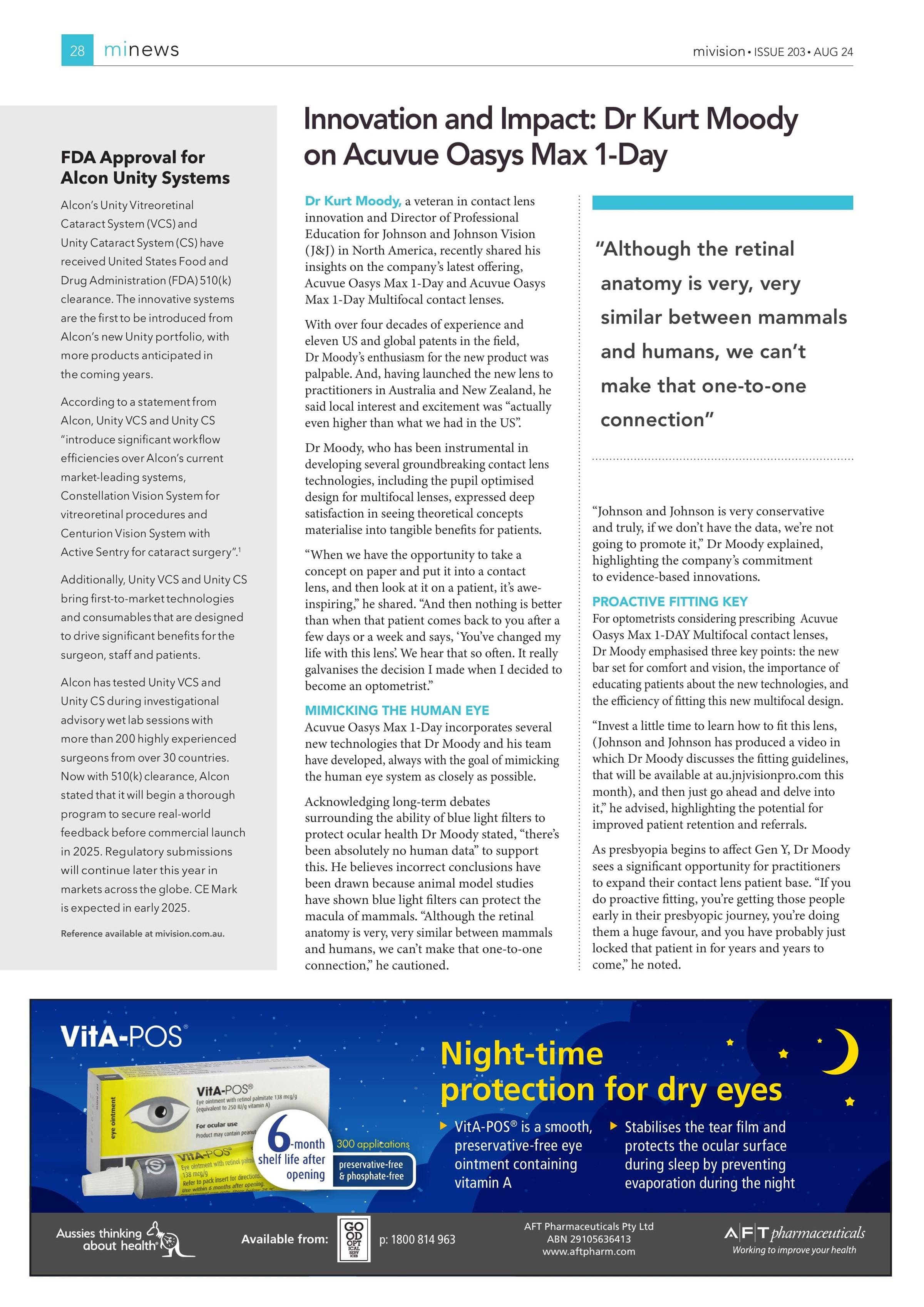 FDA Approval for Alcon Unity Systems