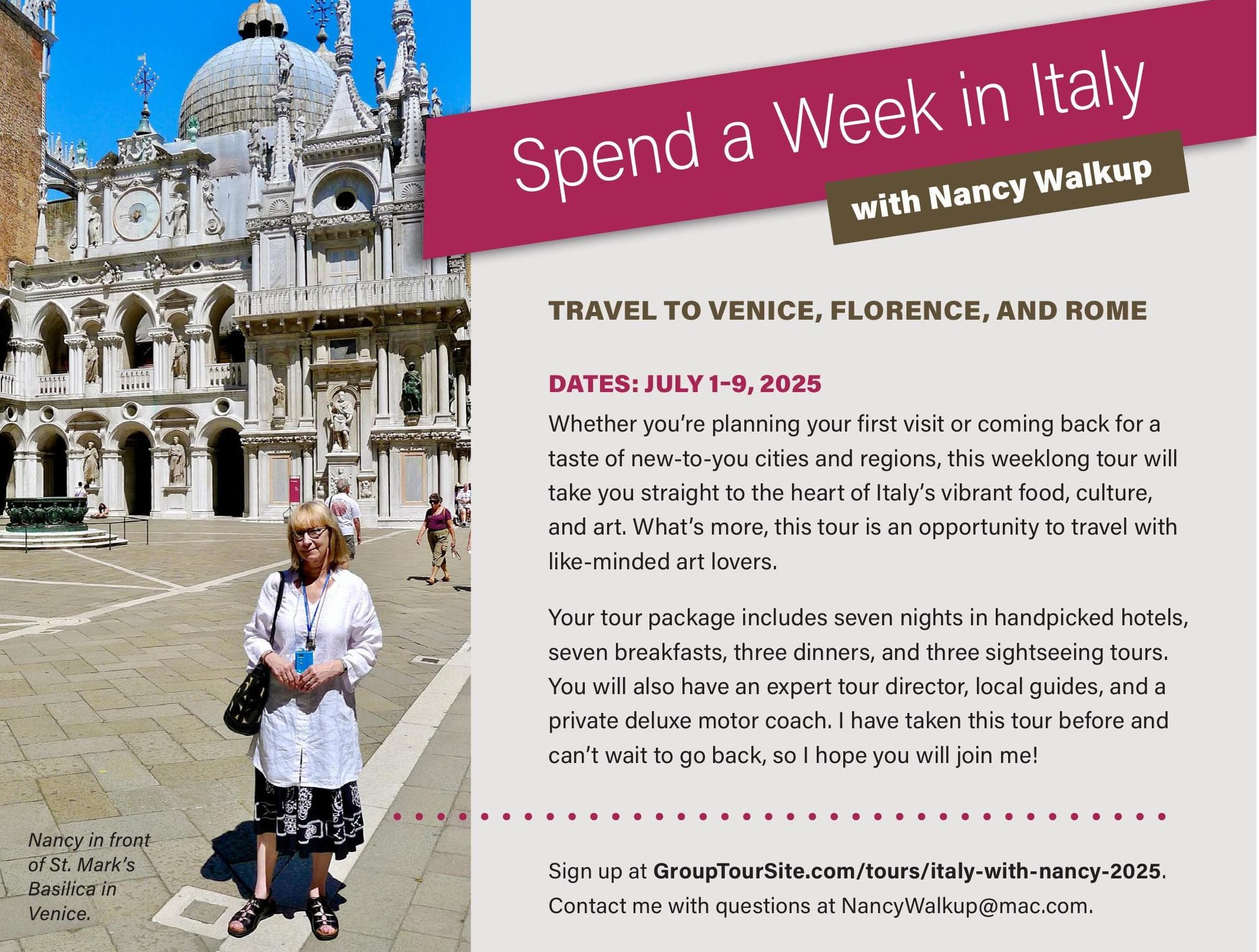Spend a Week in Italy with Nancy Walkup