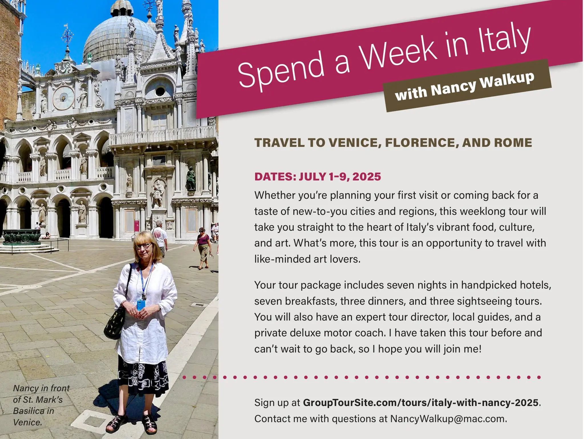 Spend a Week in Italy with Nancy Walkup