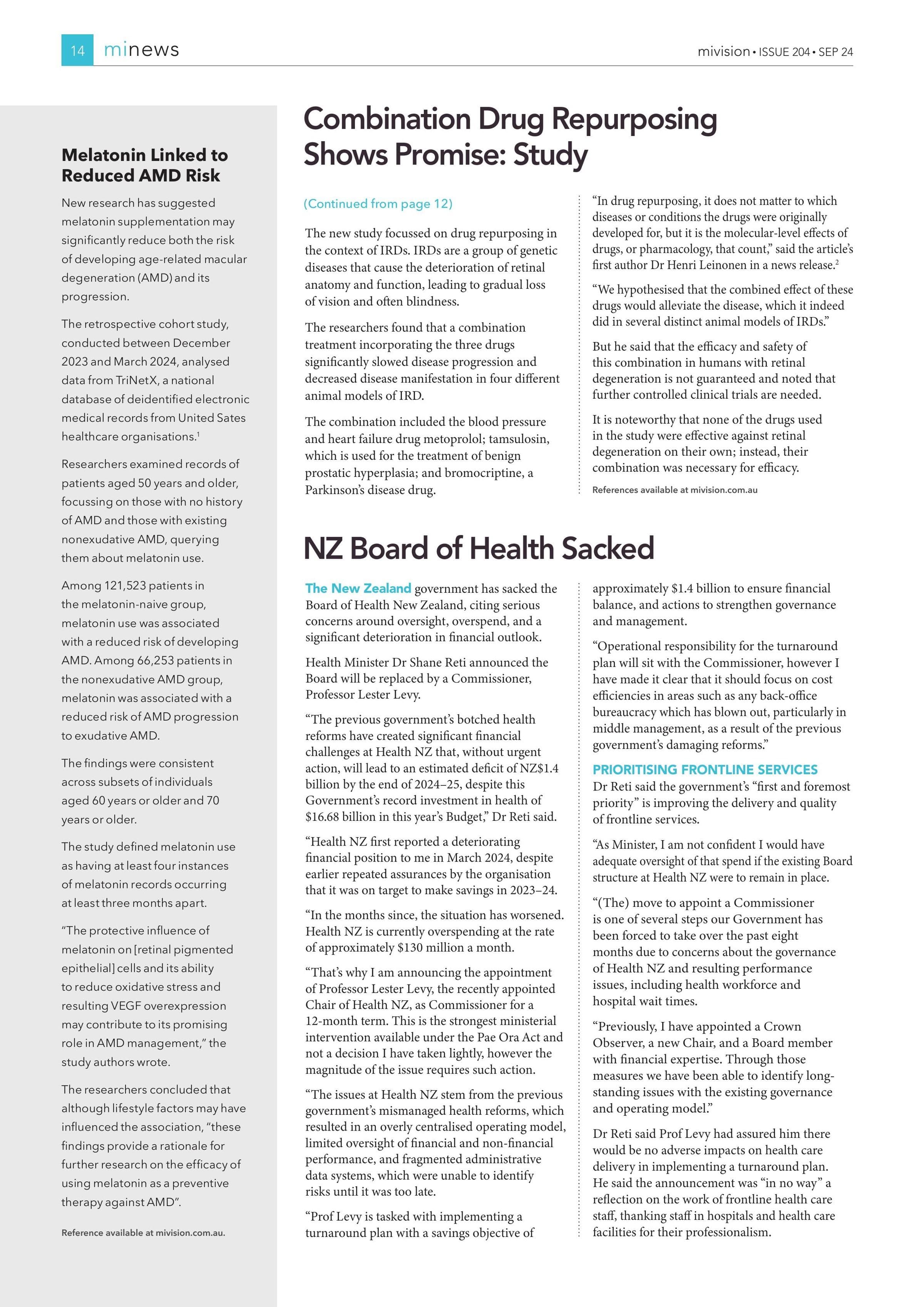 Melatonin Linked to Reduced AMD Risk