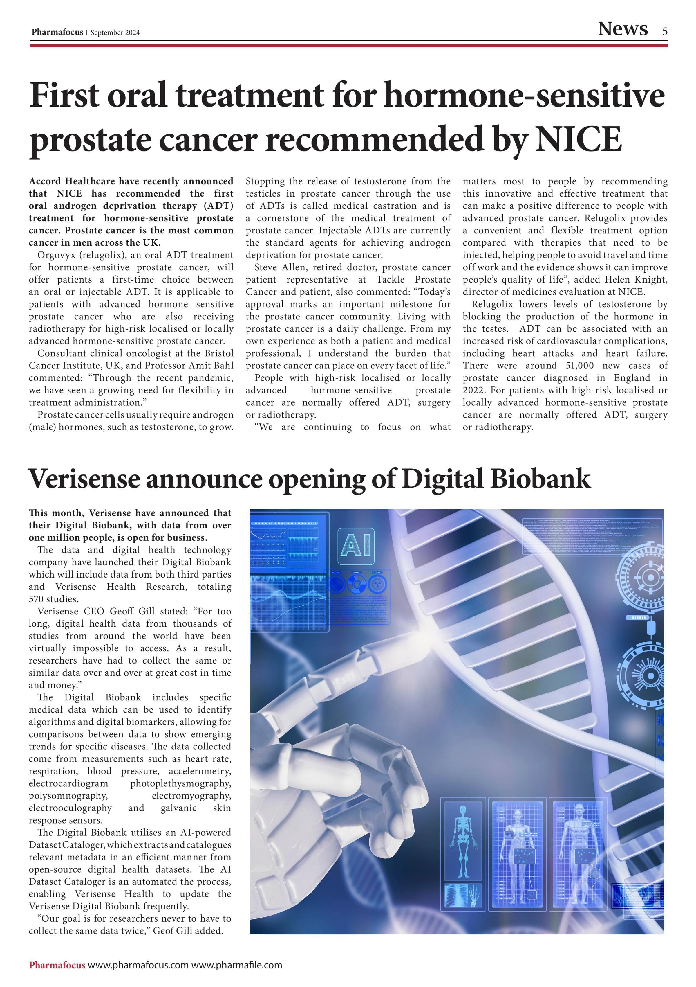 First oral treatment for hormone-sensitive prostate cancer recommended by NICE