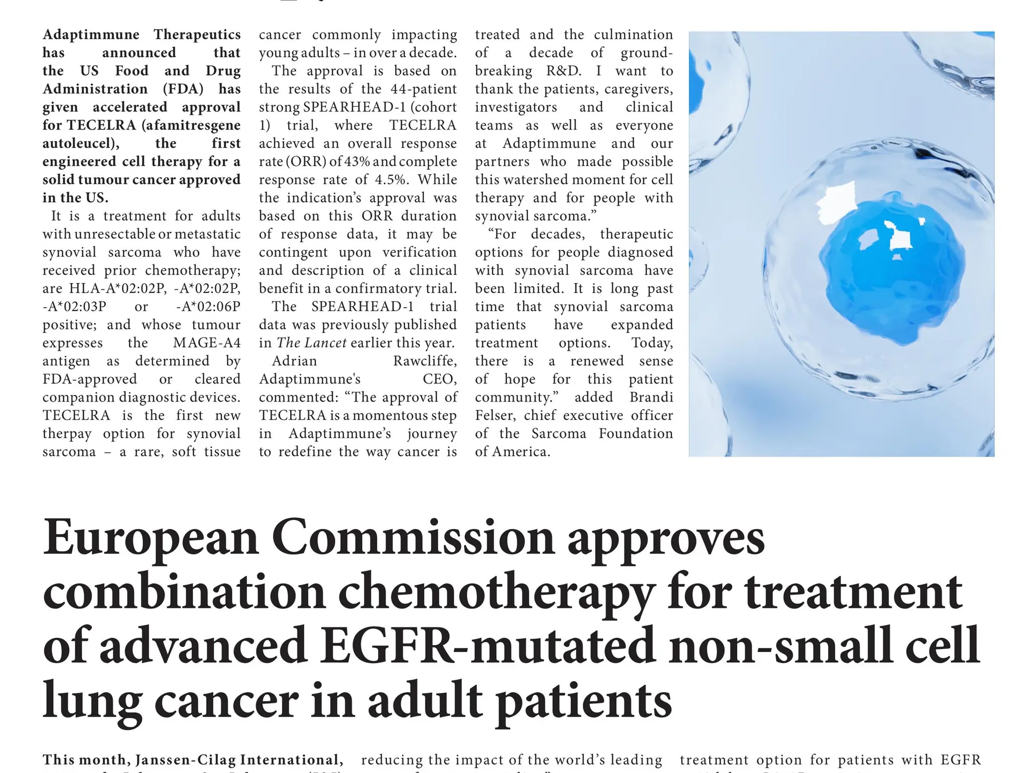 European Commission approves combination chemotherapy for treatment of advanced EGFR-mutated
