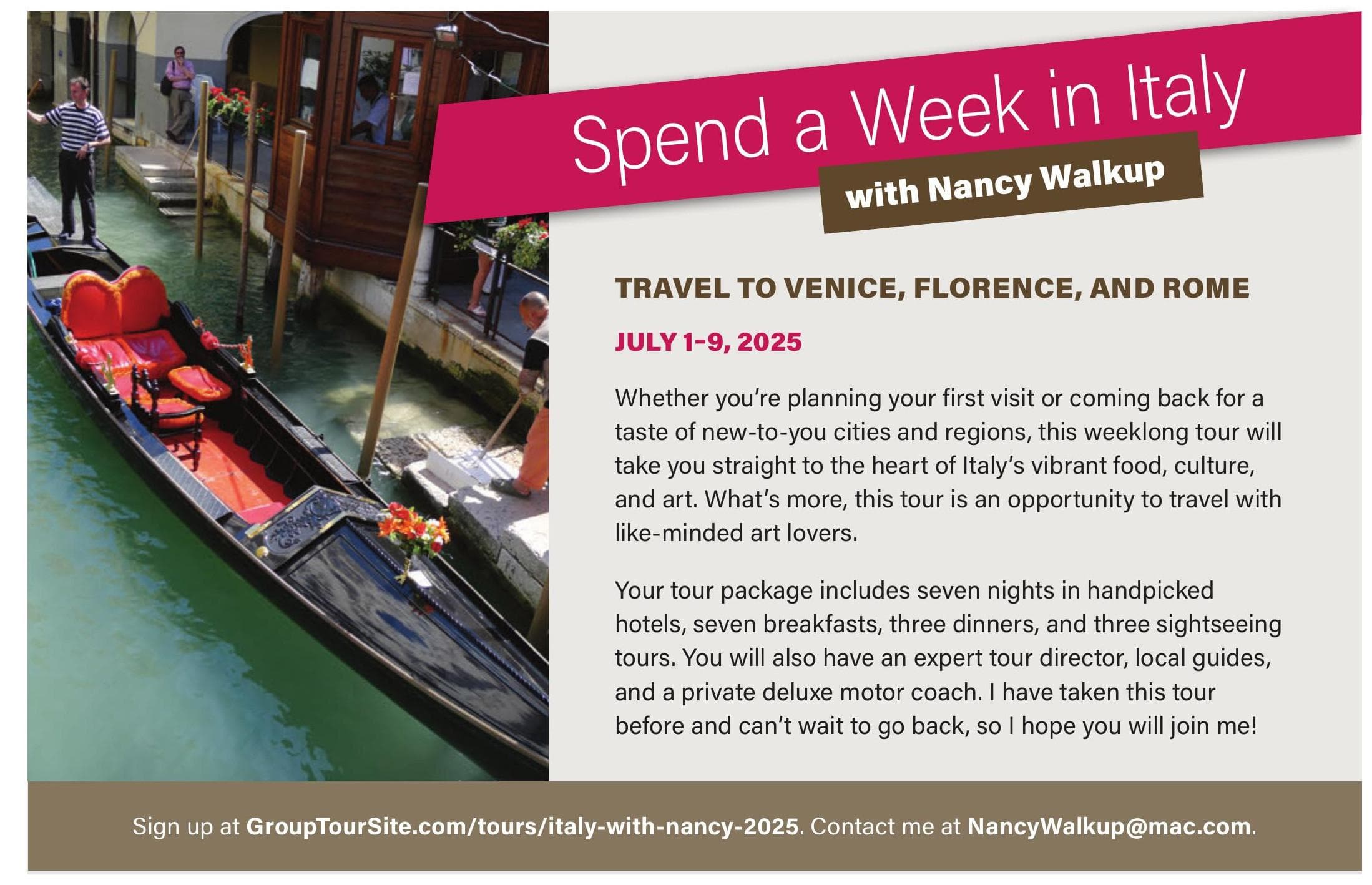 Spend a Week in Italy with Nancy Walkup