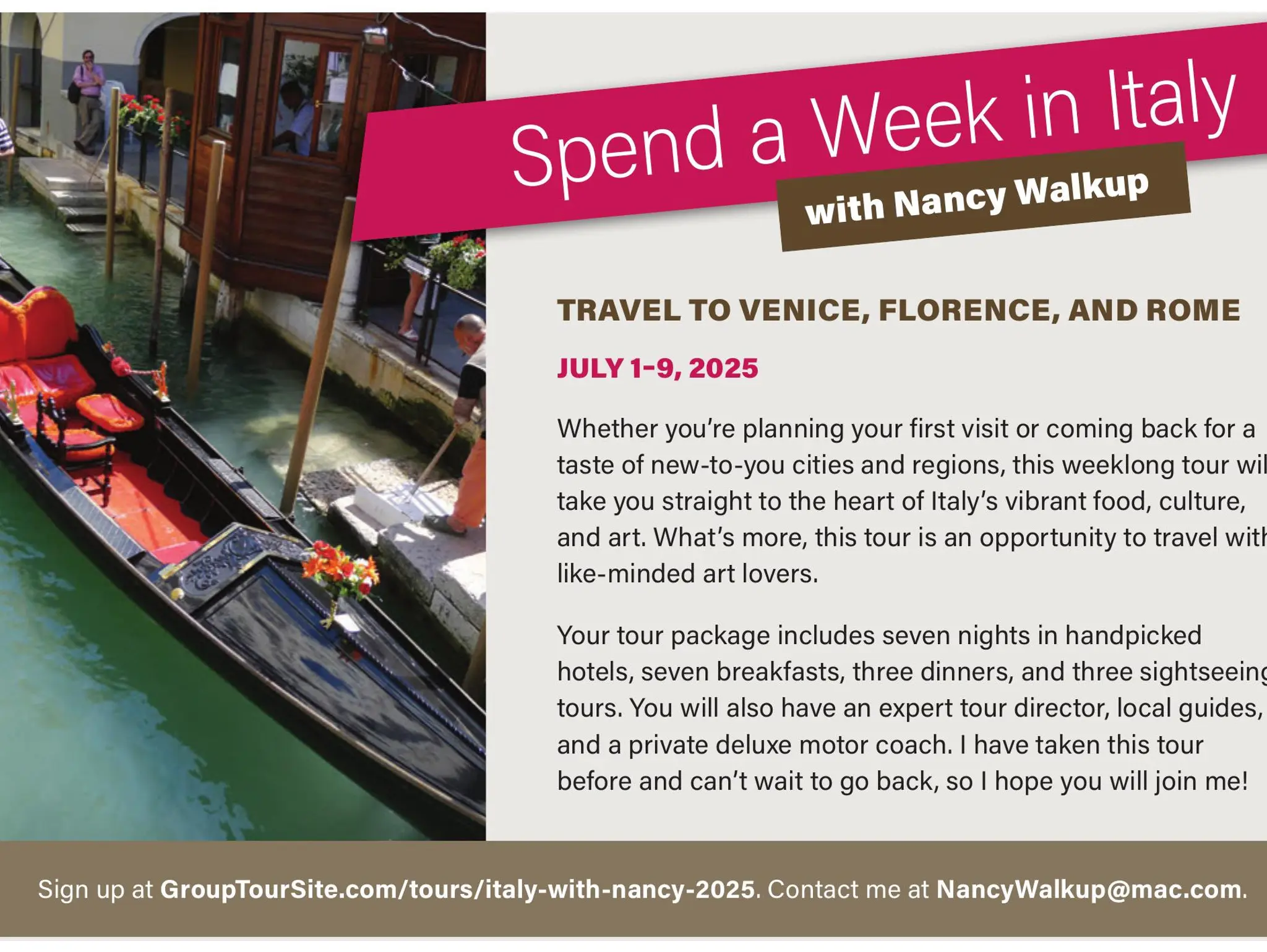 Spend a Week in Italy with Nancy Walkup