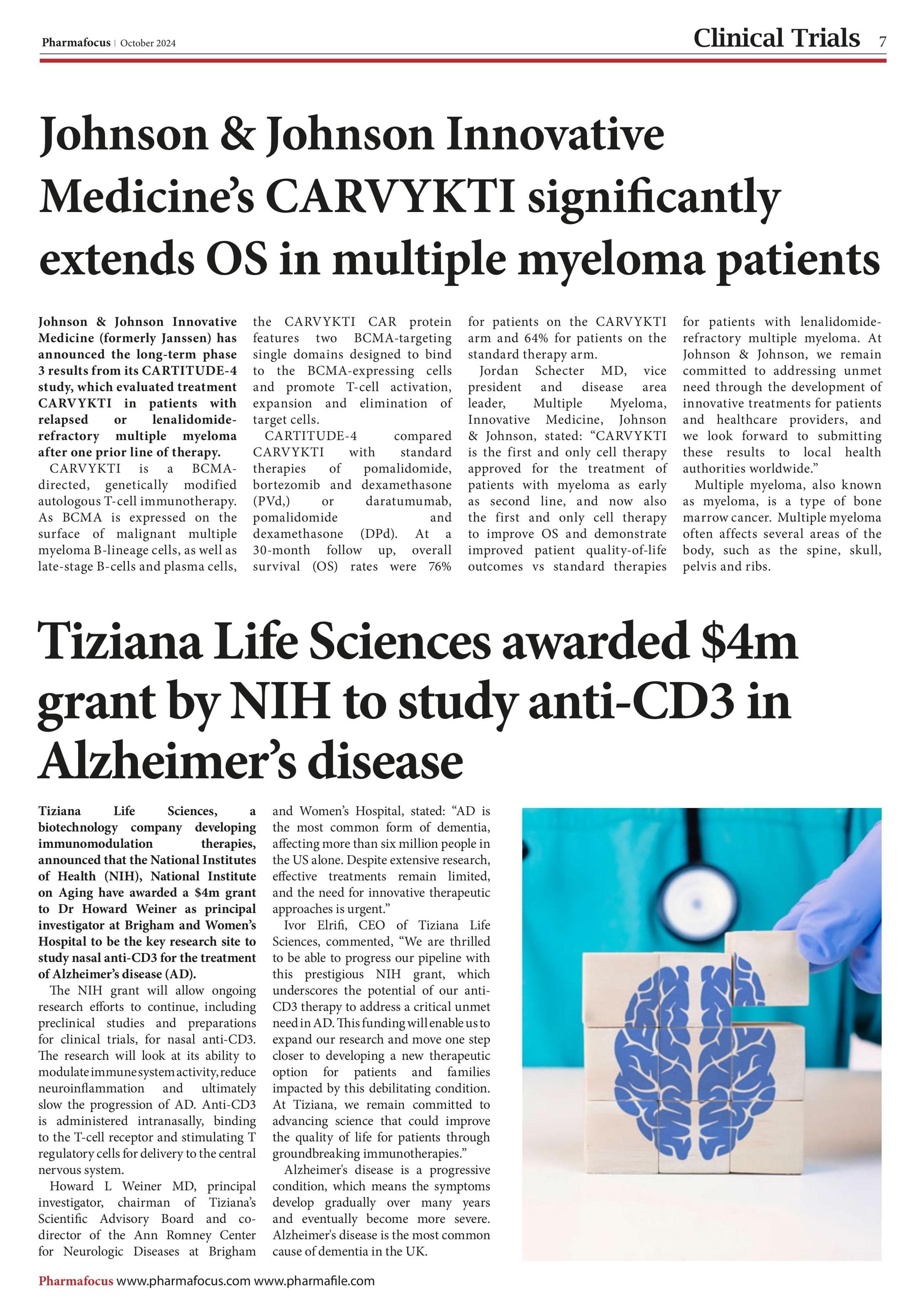 Johnson & Johnson Innovative Medicine’s CARVYKTI extends OS in multiple myeloma patients