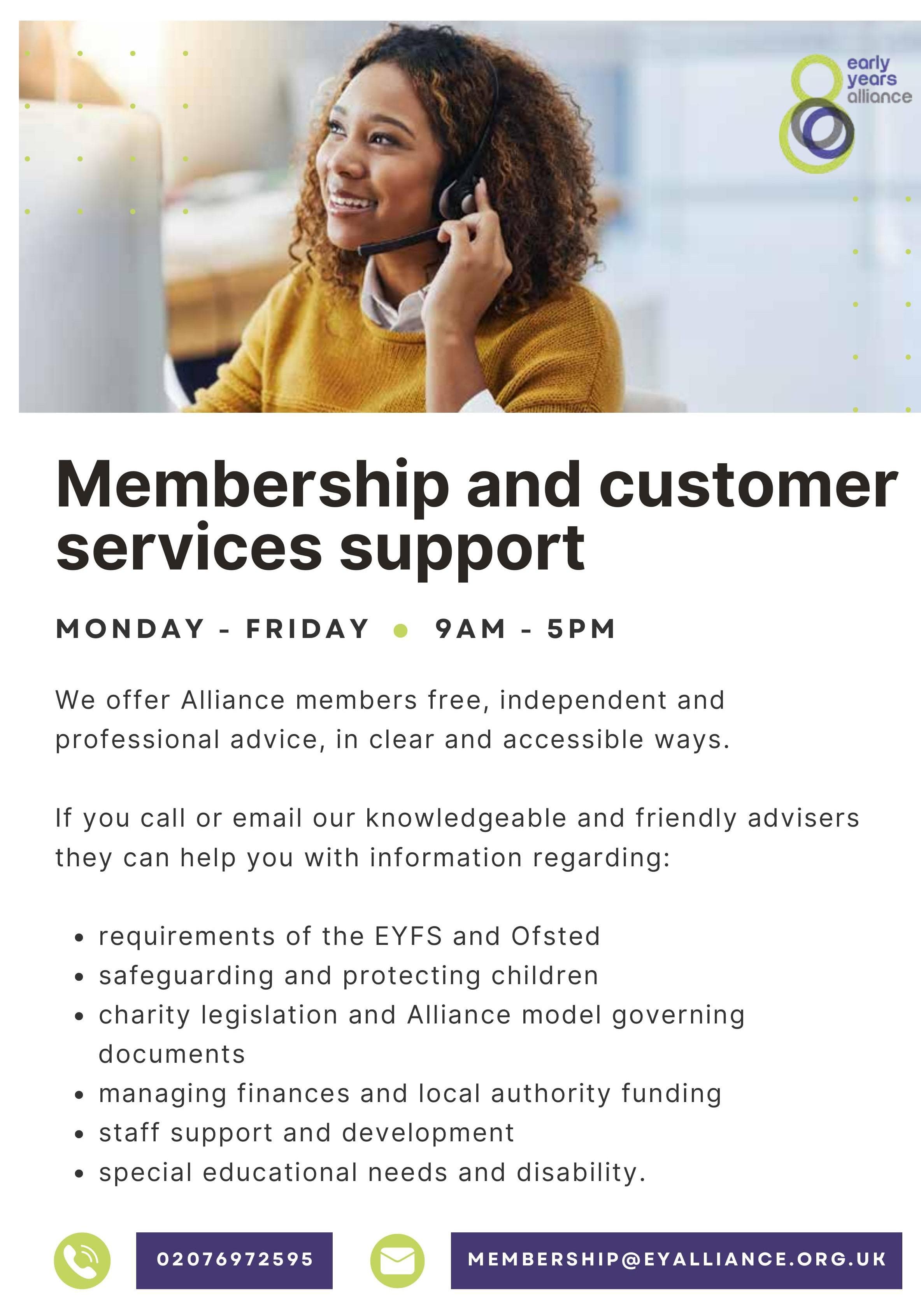 Advert: Membership and customer services support
