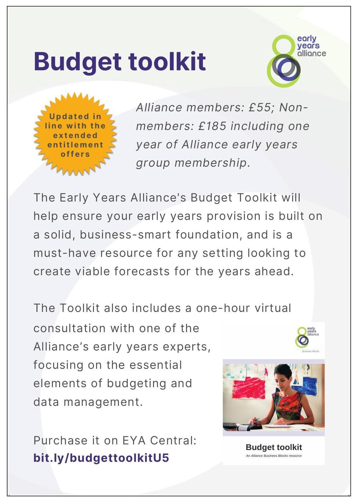 Advert: Early Years Alliance budget toolkit