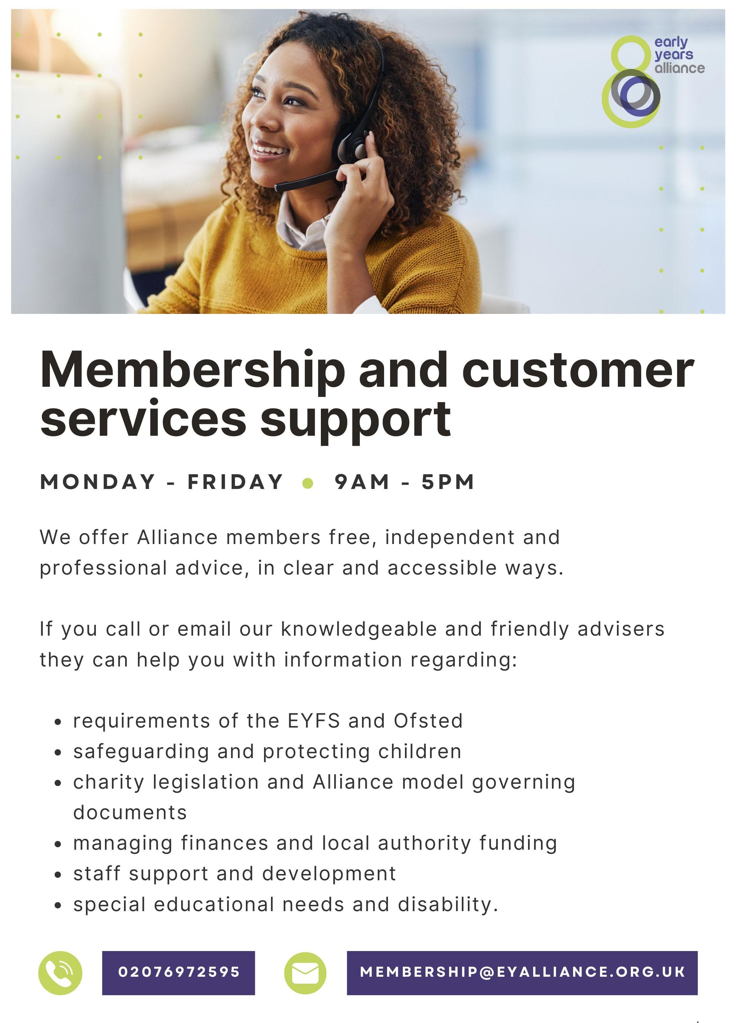 Advert: Alliance membership and customer services support