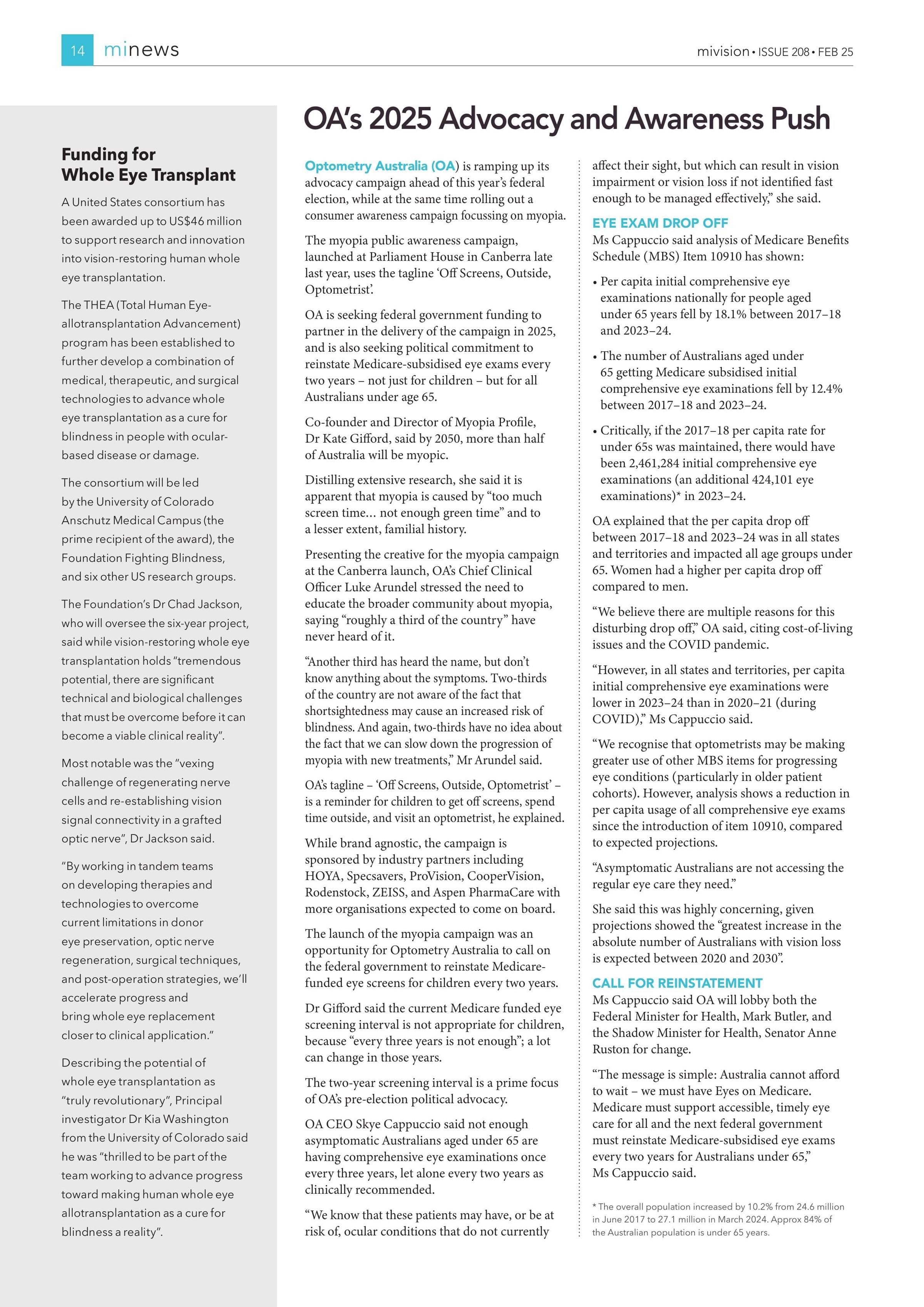 Funding for Whole Eye Transplant