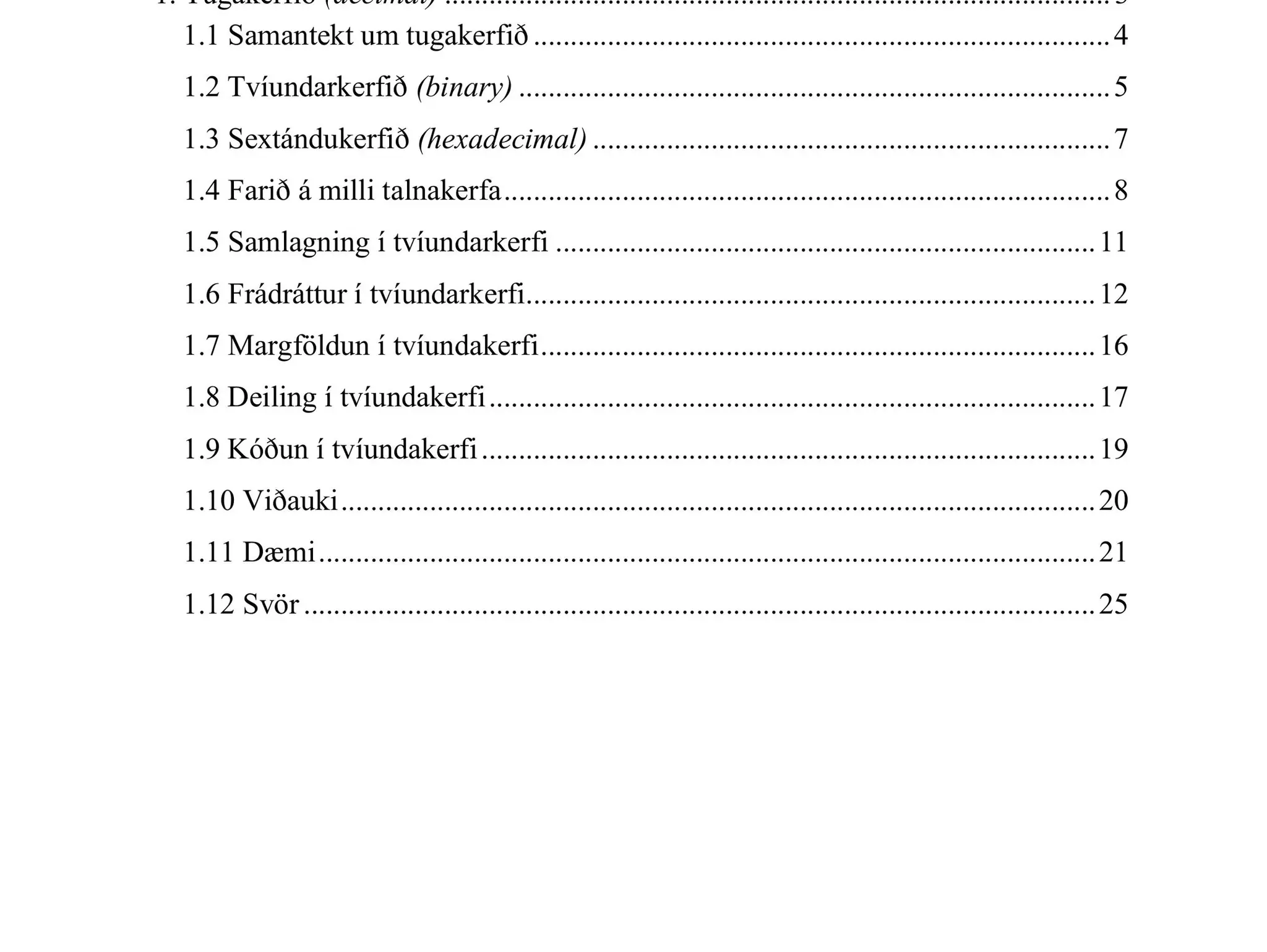 TNT2 1. hefti. Talnakerfin, reikniaðgerðir og kóðar