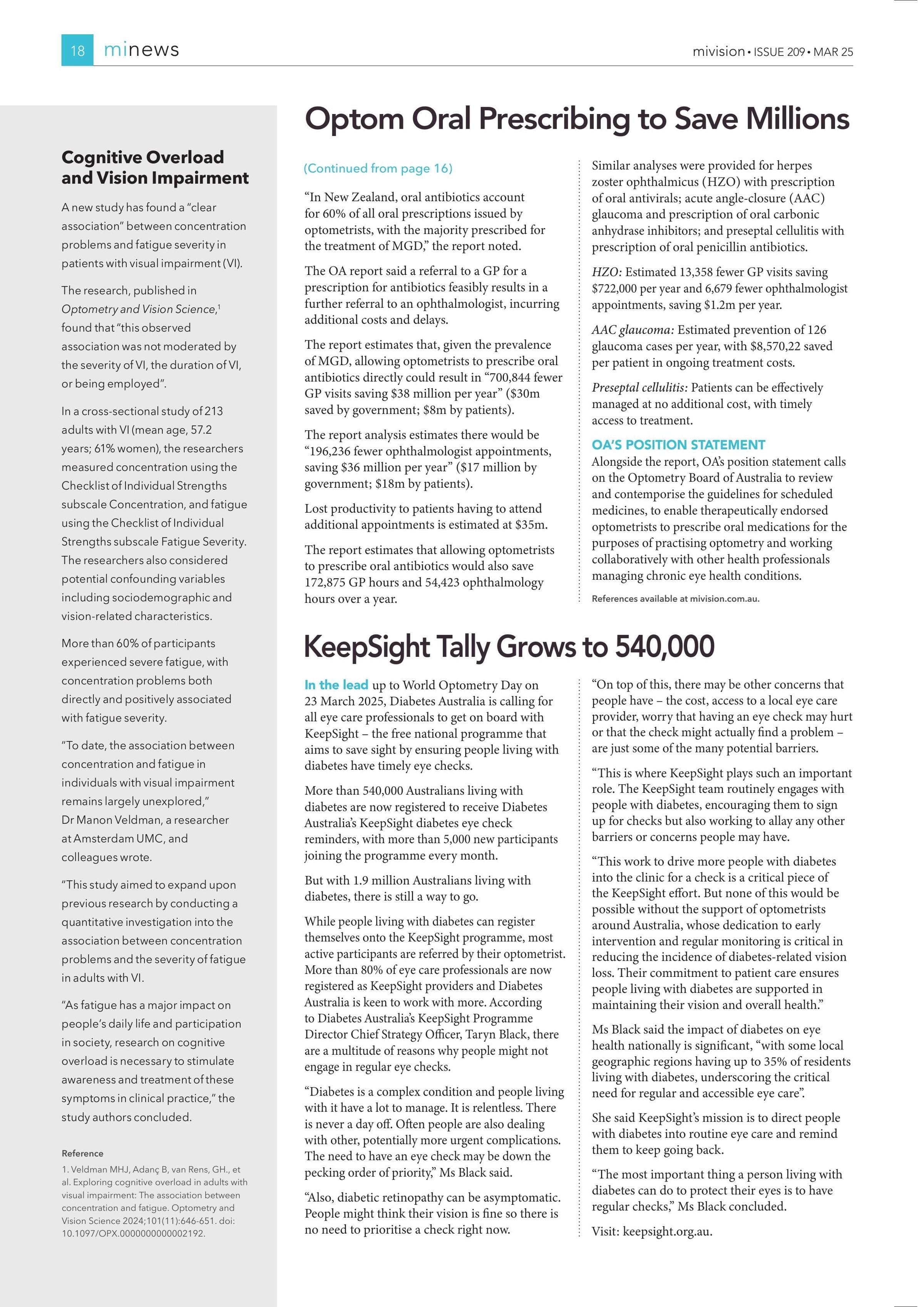 Cognitive Overload and Vision Impairment