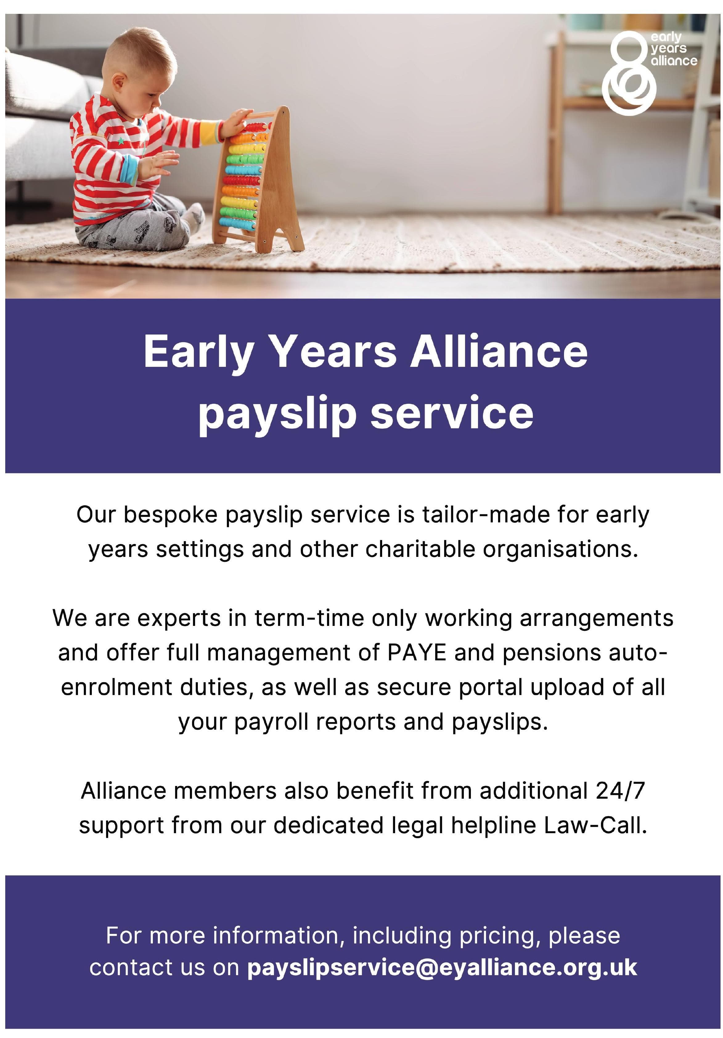 Advert: Early Years Alliance - Payslip service