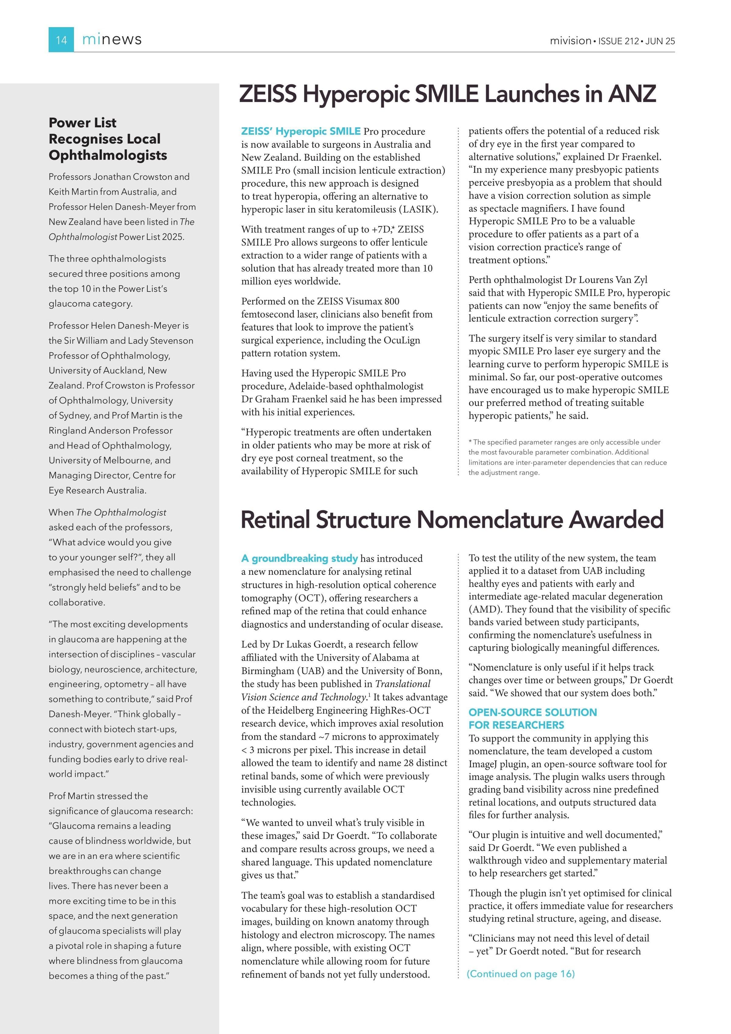 Power List Recognises Local Ophthalmologists