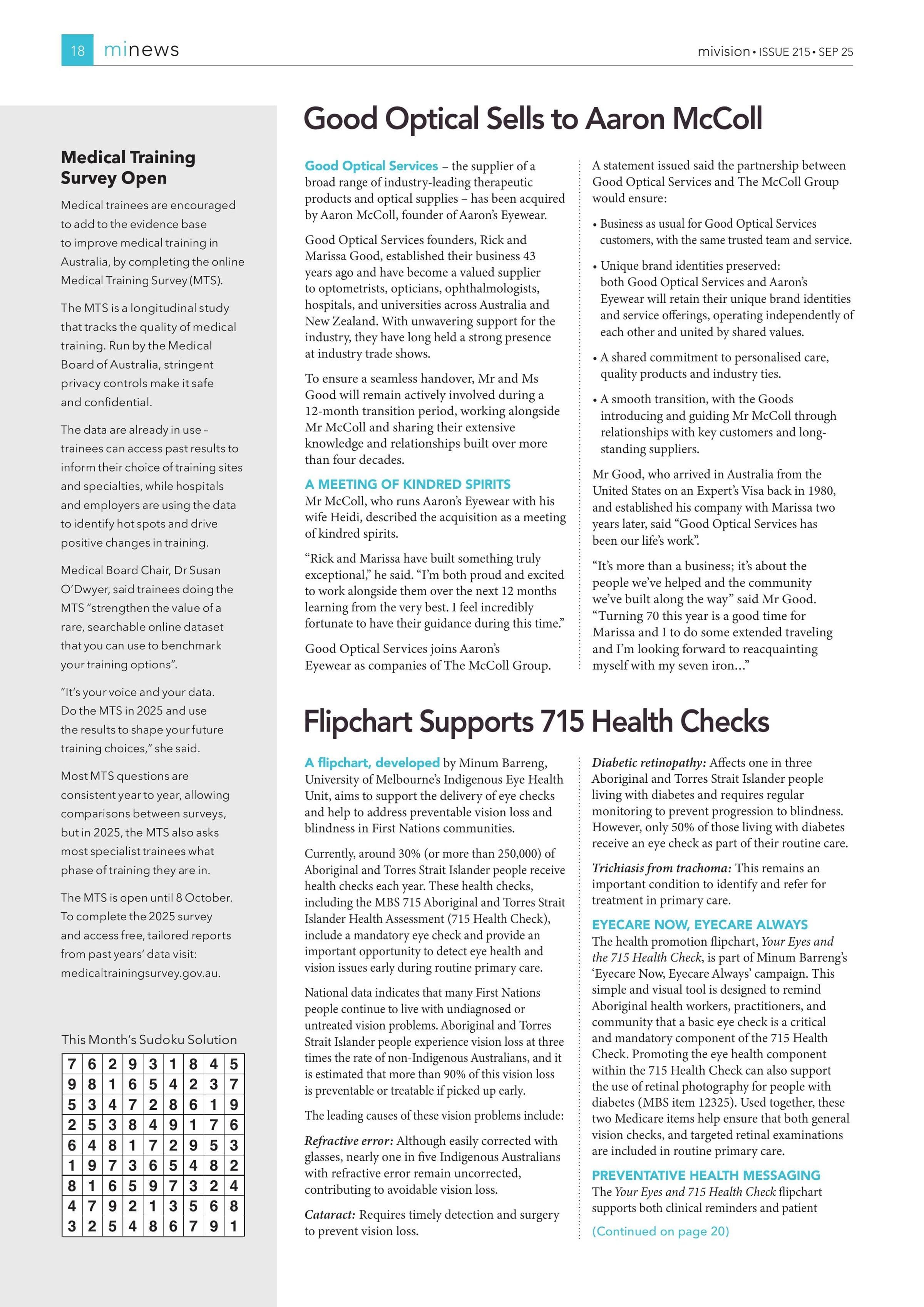 Good Optical Sells to Aaron McColl