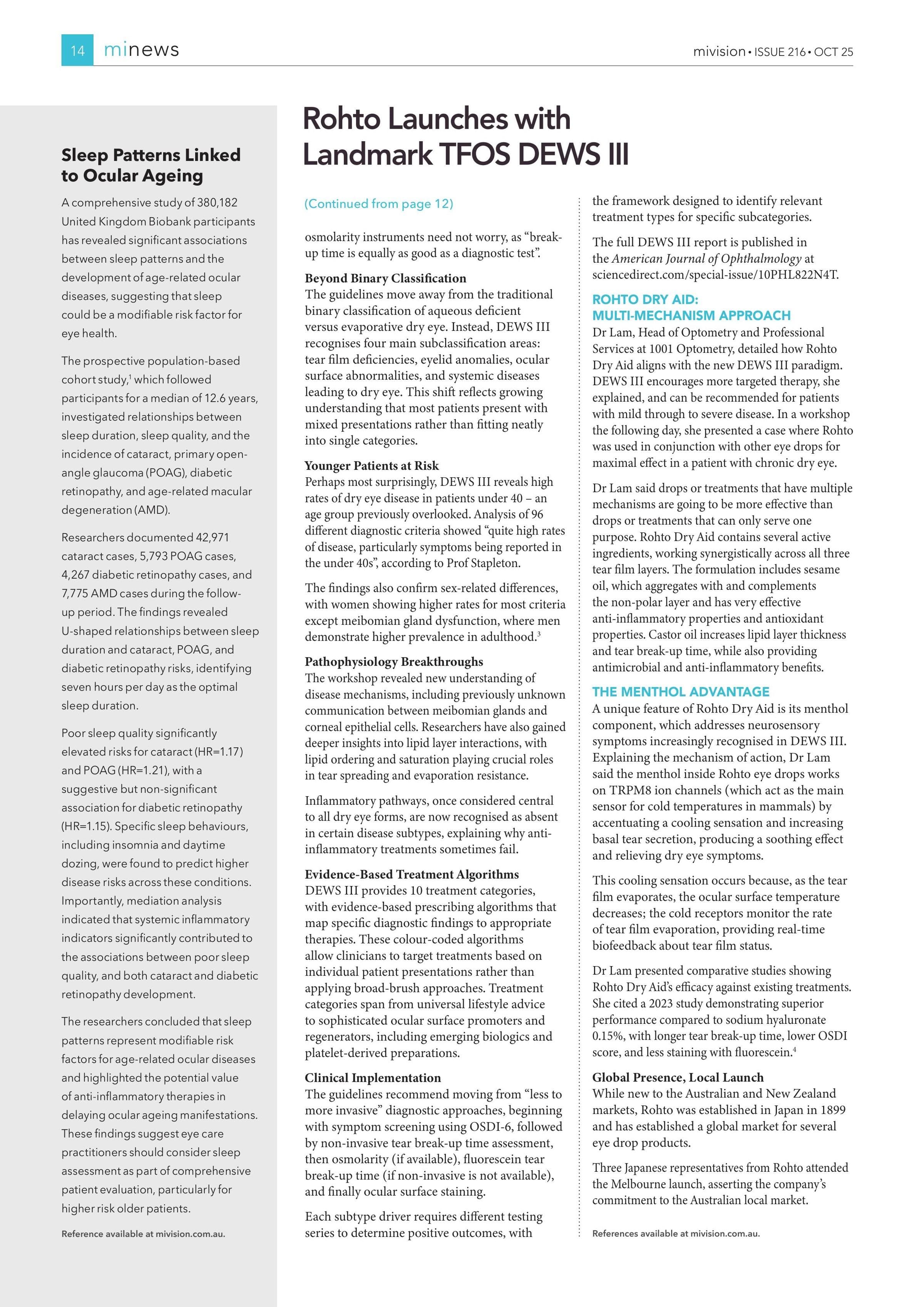 Sleep Patterns Linked to Ocular Ageing