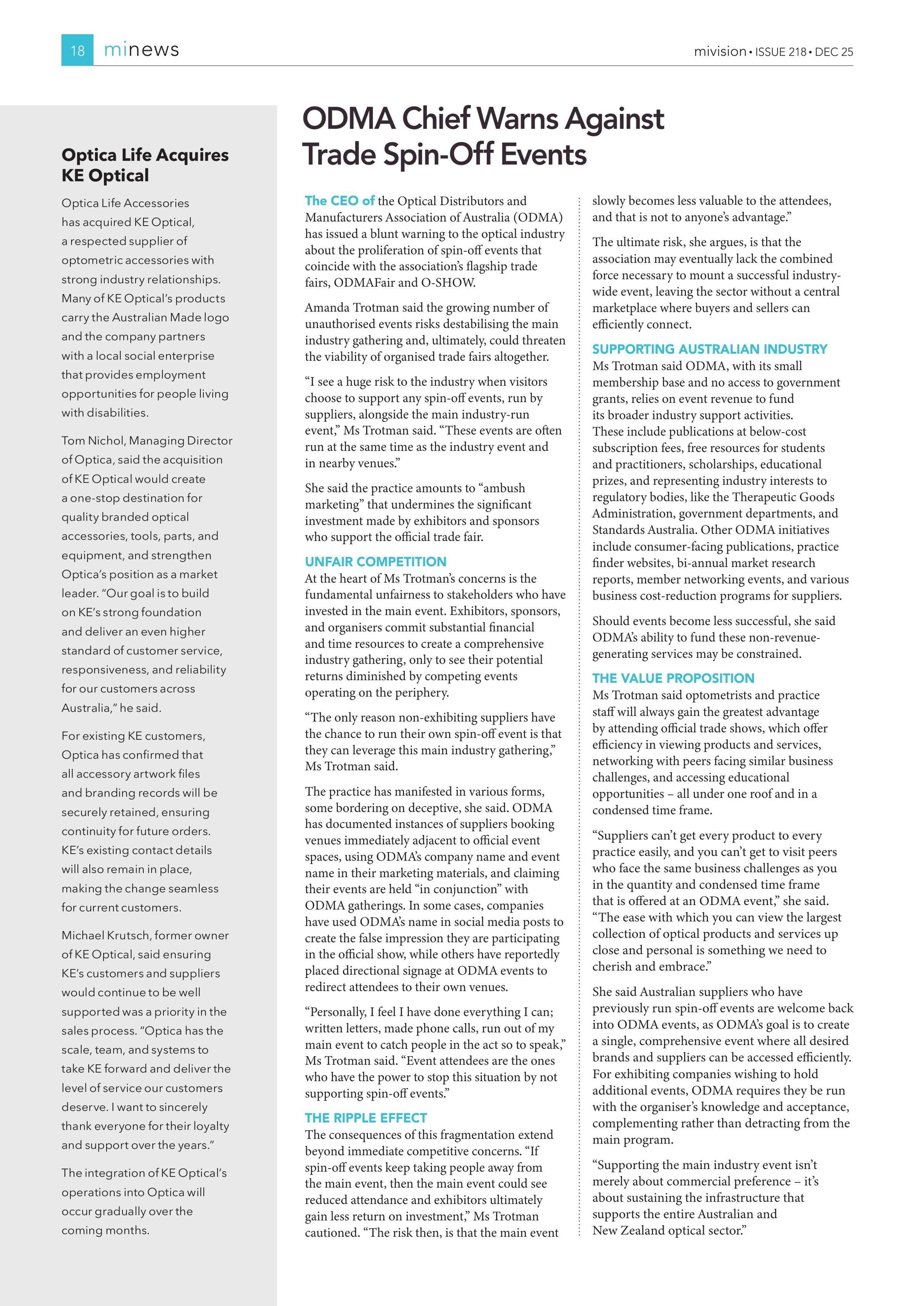 Optica Life Acquires KE Optical