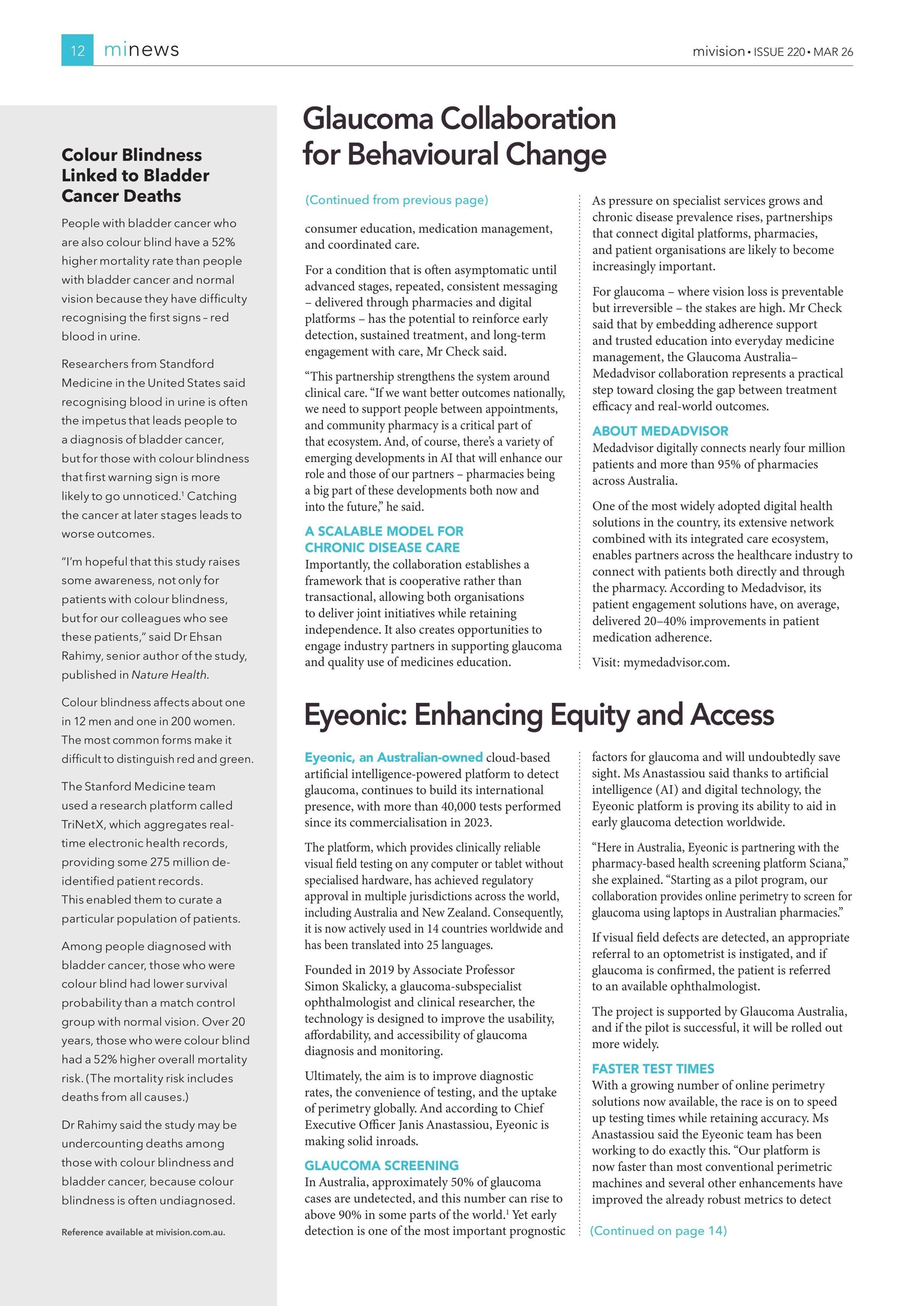 Colour Blindness Linked to Bladder Cancer Deaths