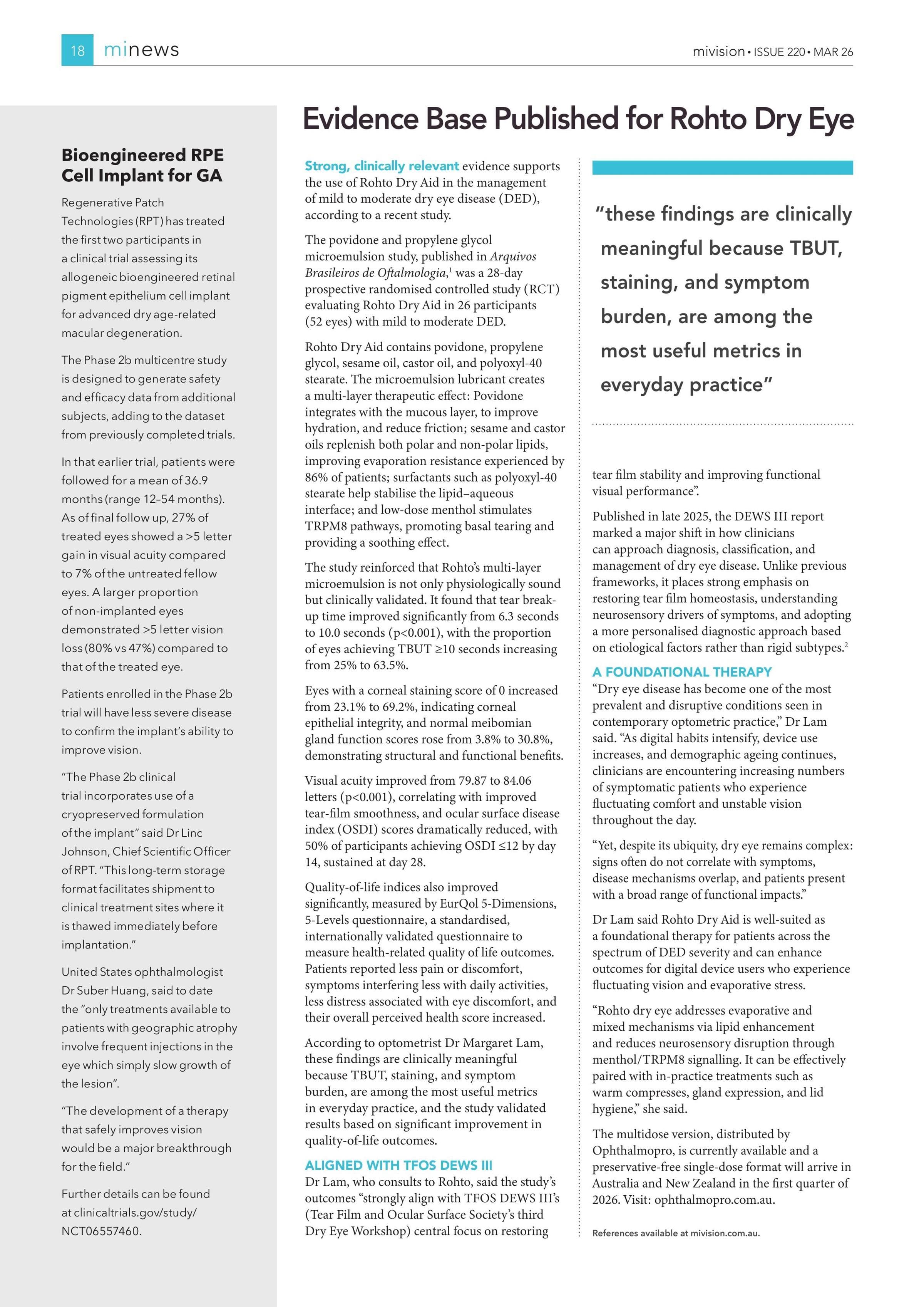 Bioengineered RPE Cell Implant for GA