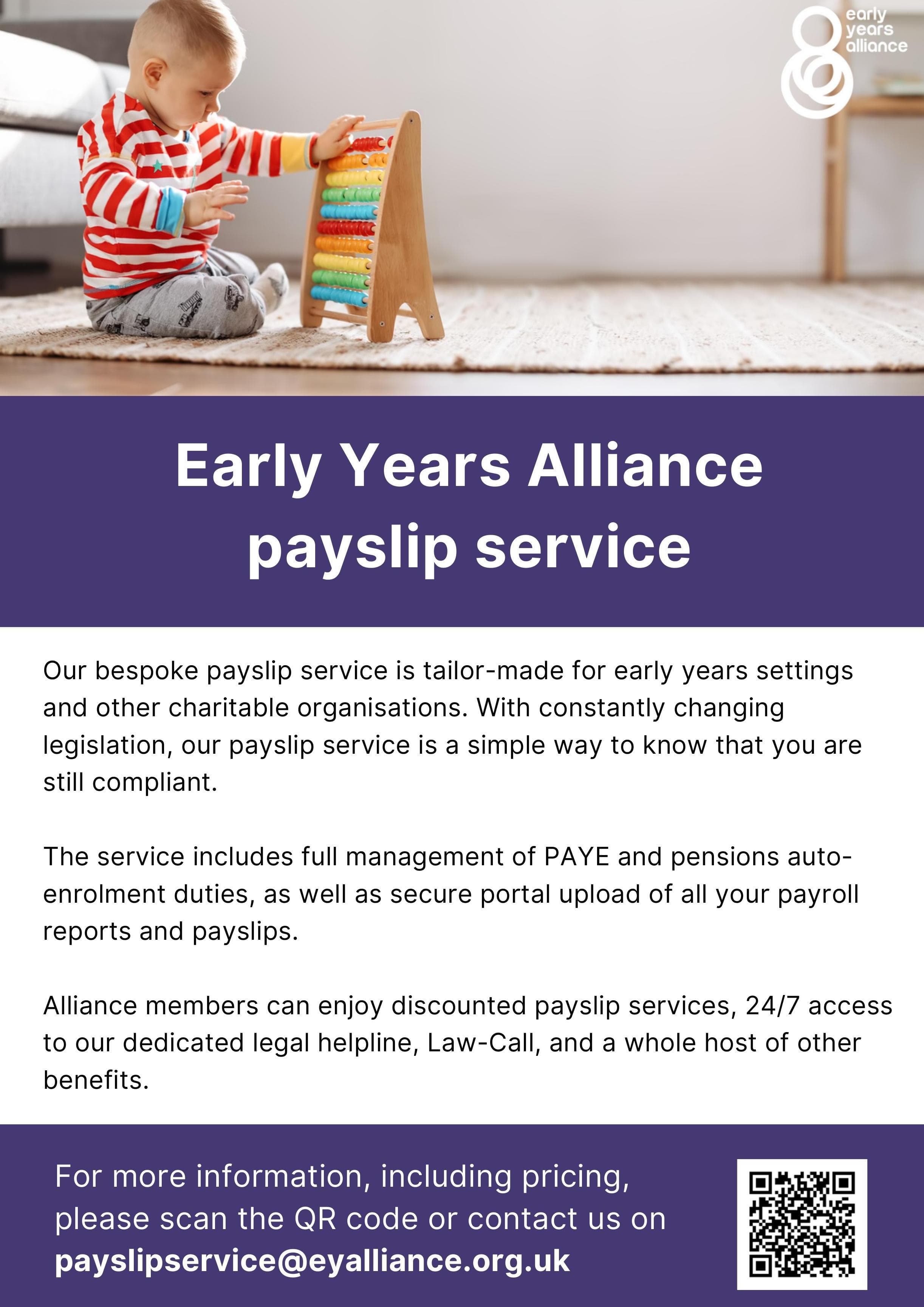 Advert: Early Years Alliance payslip service
