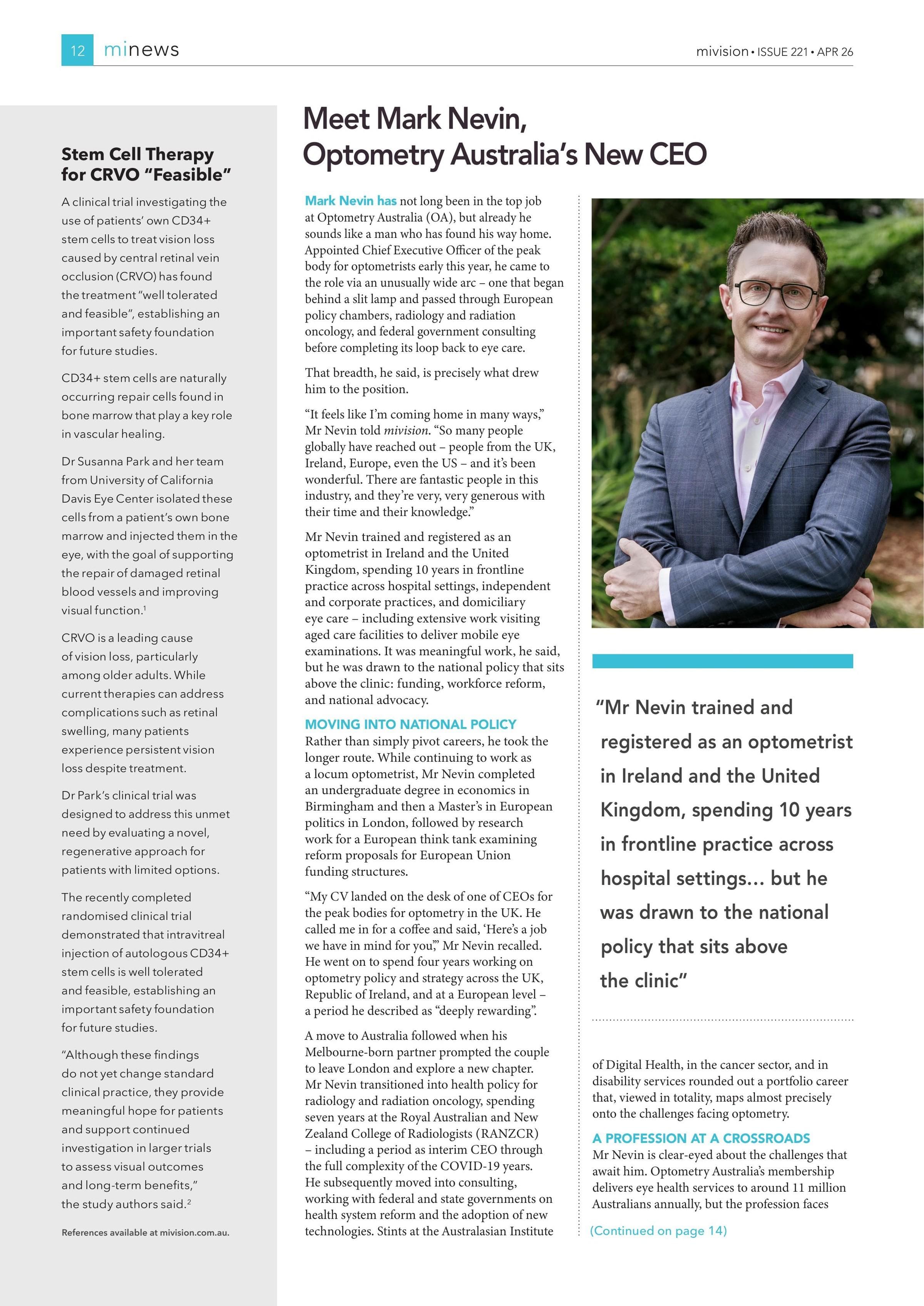 Stem Cell Therapy for CRVO “Feasible”