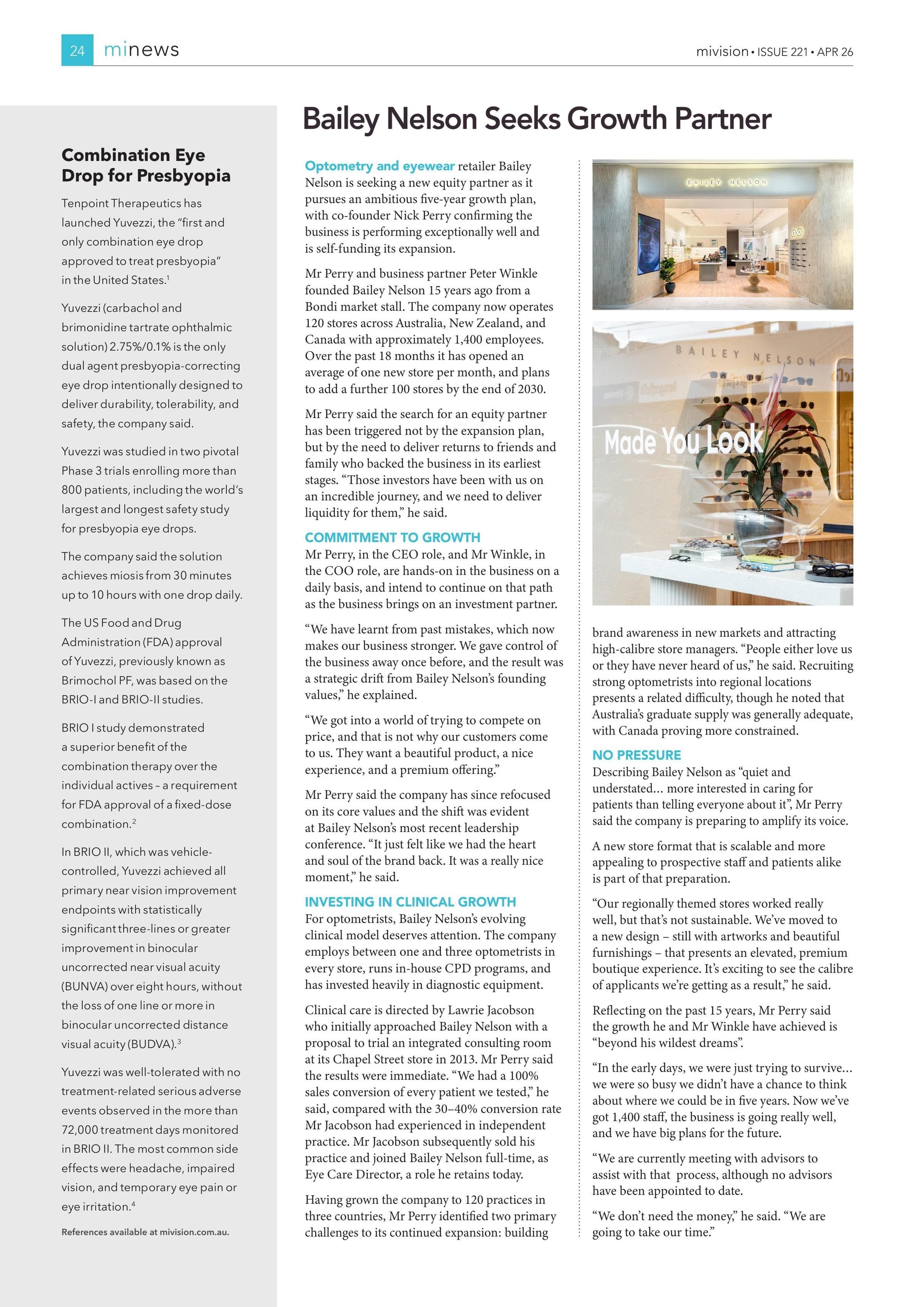 Combination Eye Drop for Presbyopia