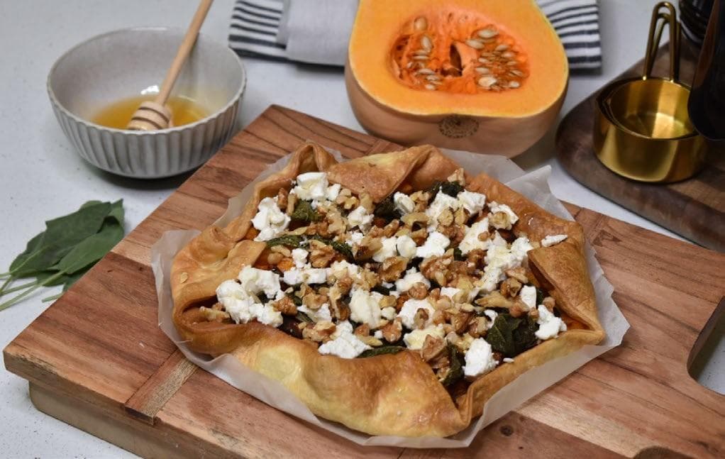 Genuinely Southern Forests pumpkin galette with feta, sage, walnuts and honey