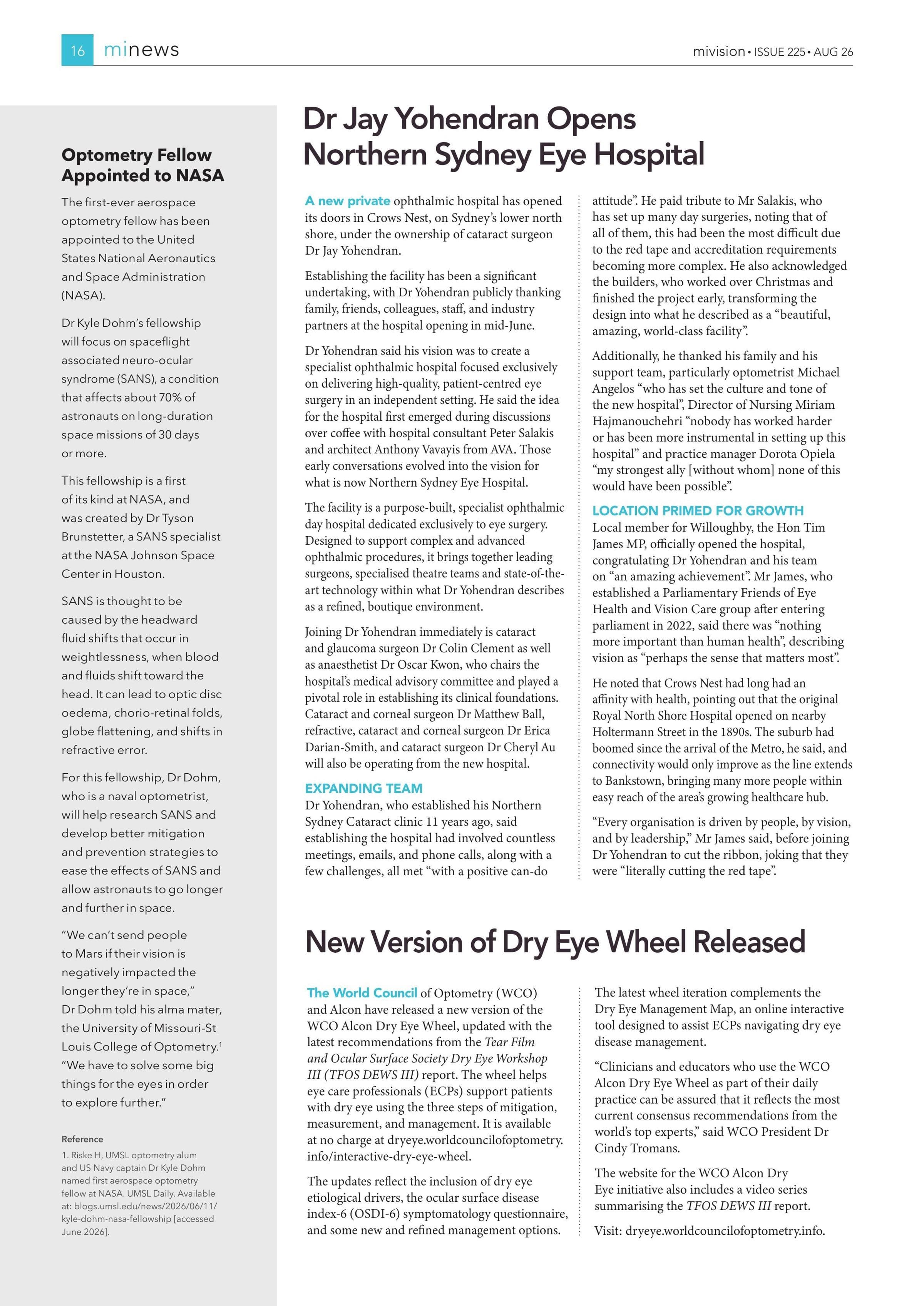 Dr Jay Yohendran Opens Northern Sydney Eye Hospital