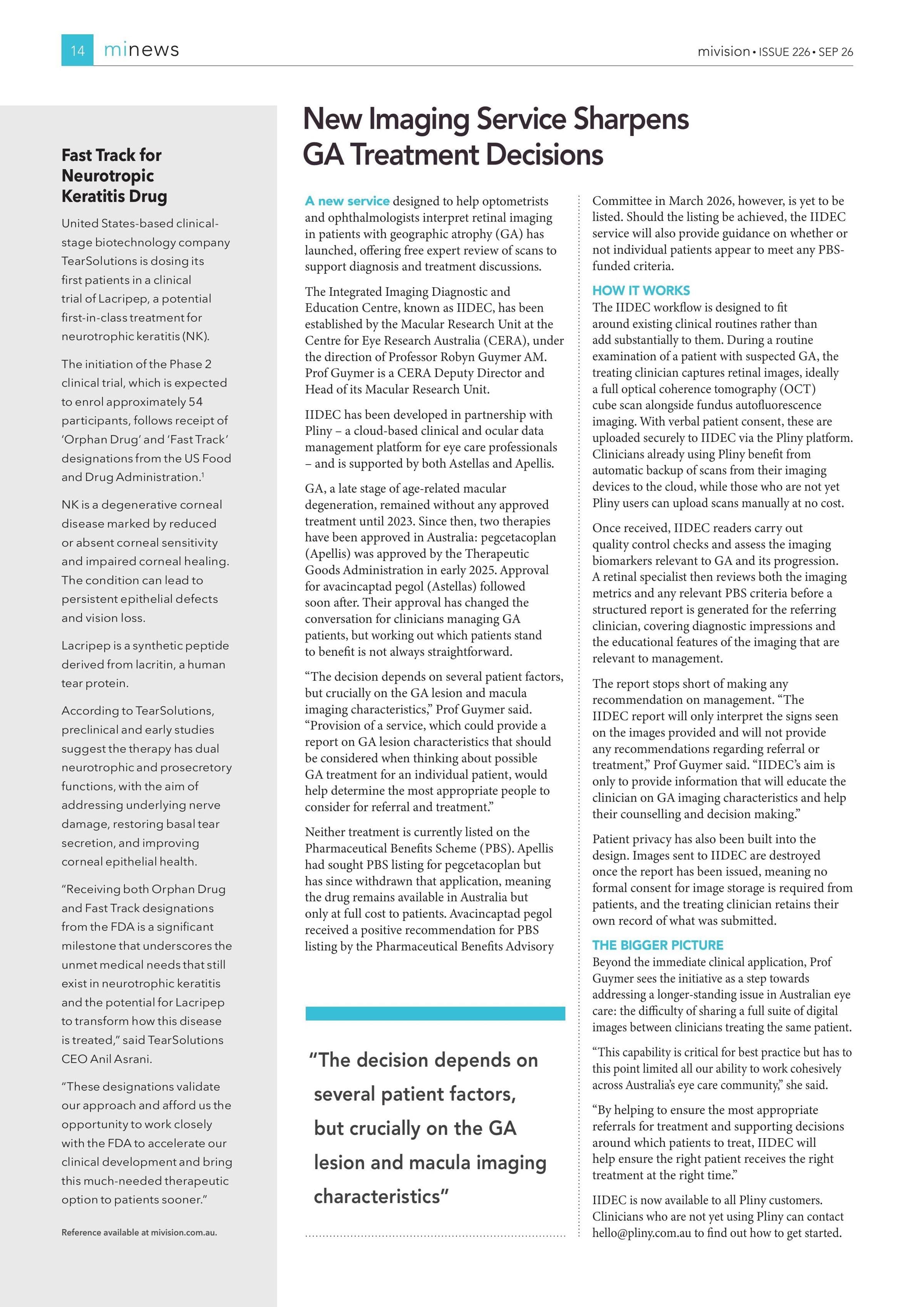 Fast Track for Neurotropic Keratitis Drug