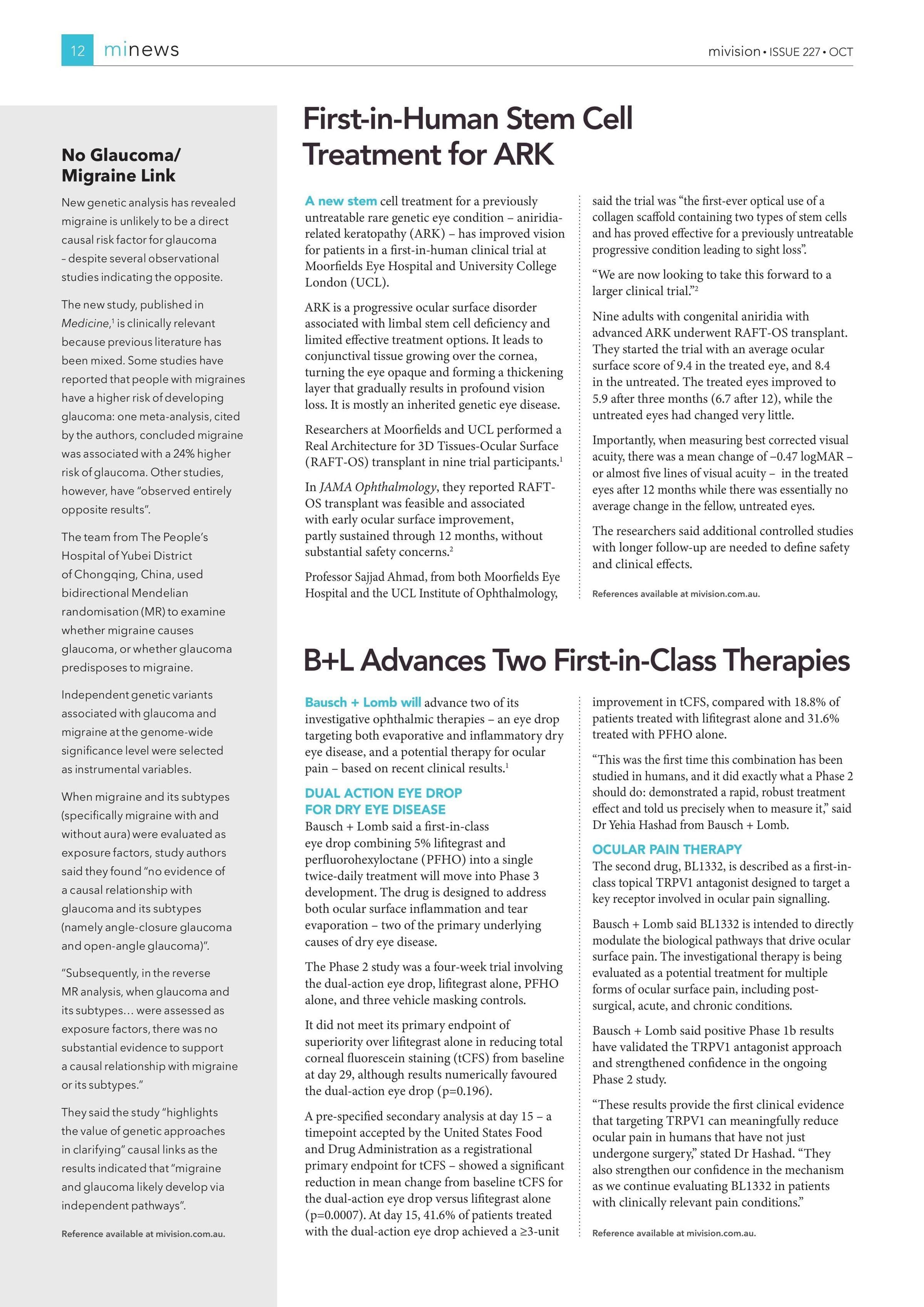 No Glaucoma/ Migraine Link