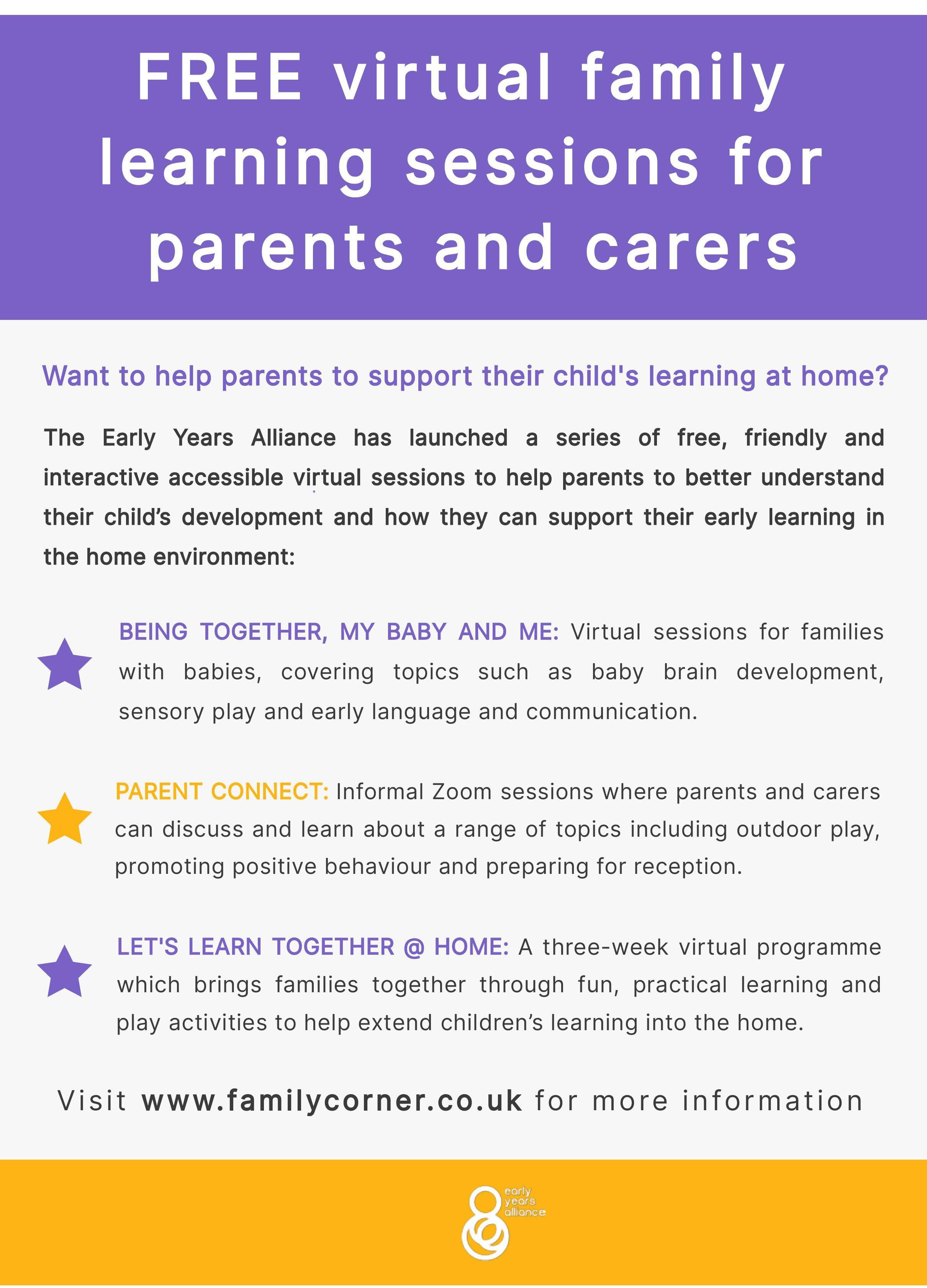 FREE virtual family learning sessions