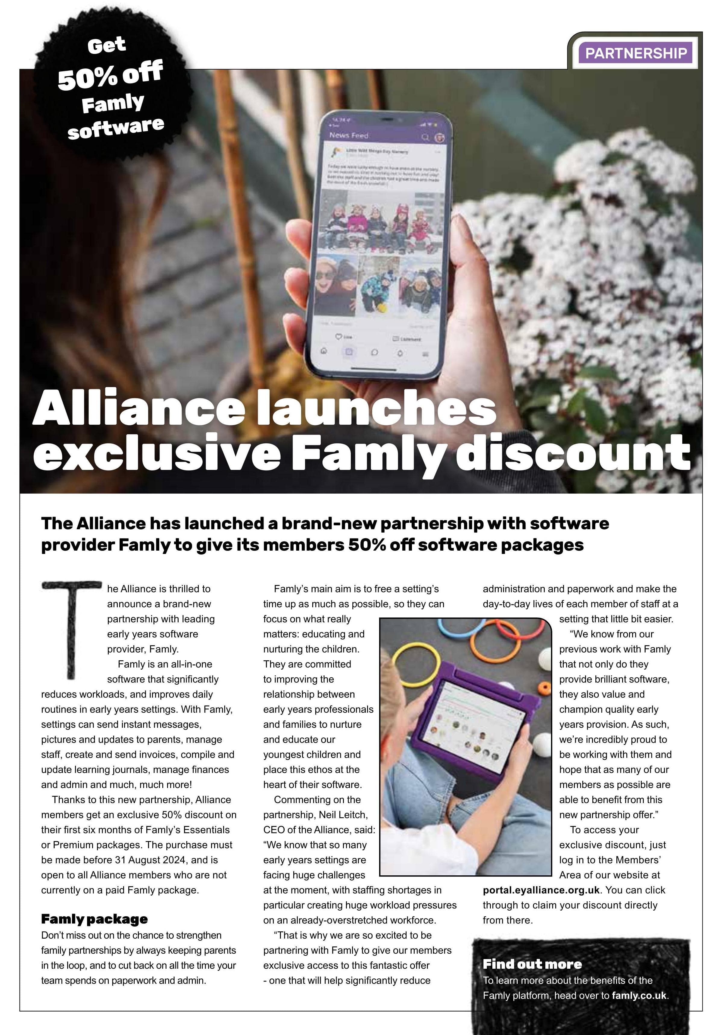 Alliance launches exclusive Famly discount