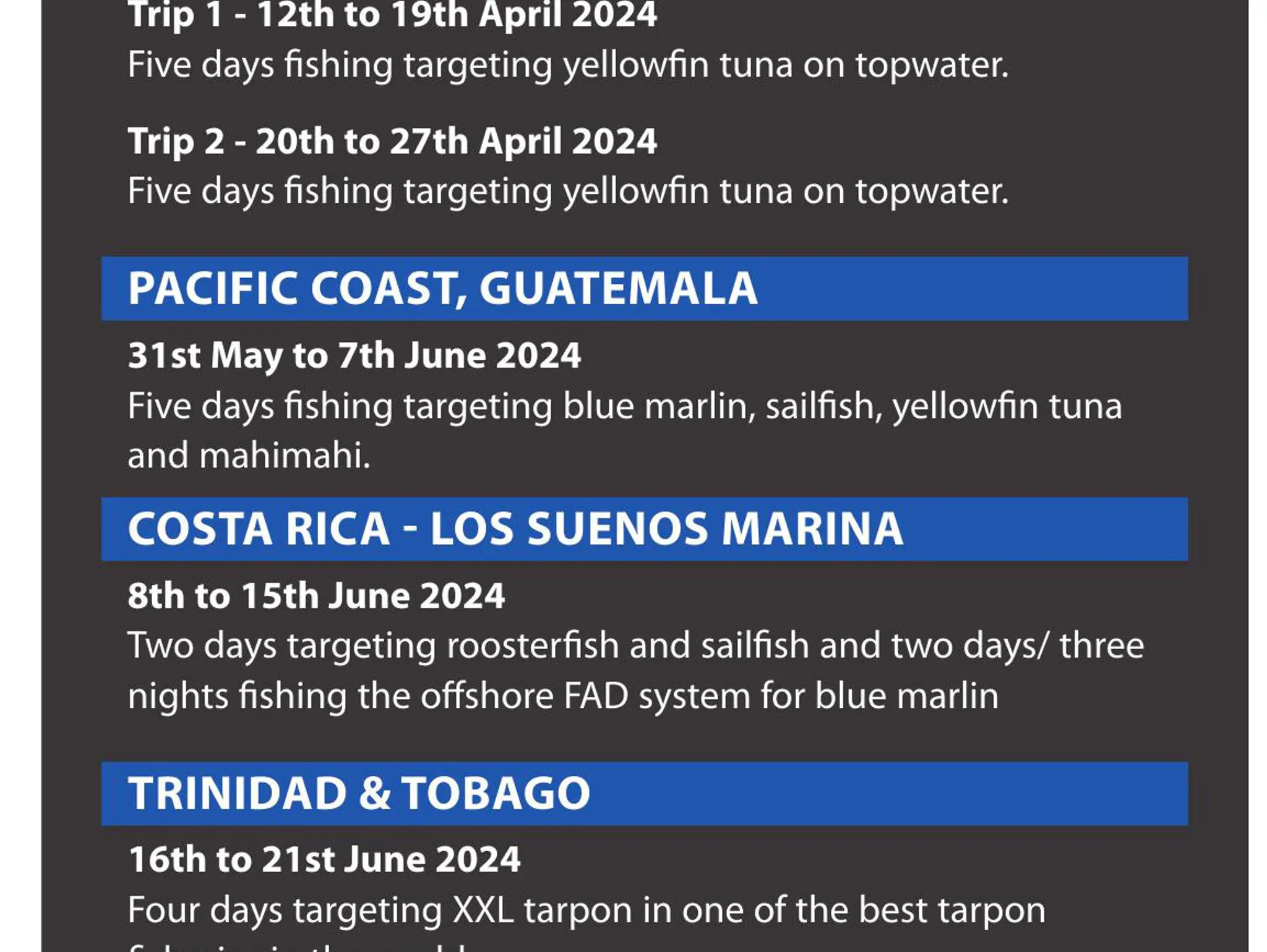 2024 INTERNATIONAL GUIDED OFFSHORE FISHING ADVENTURES