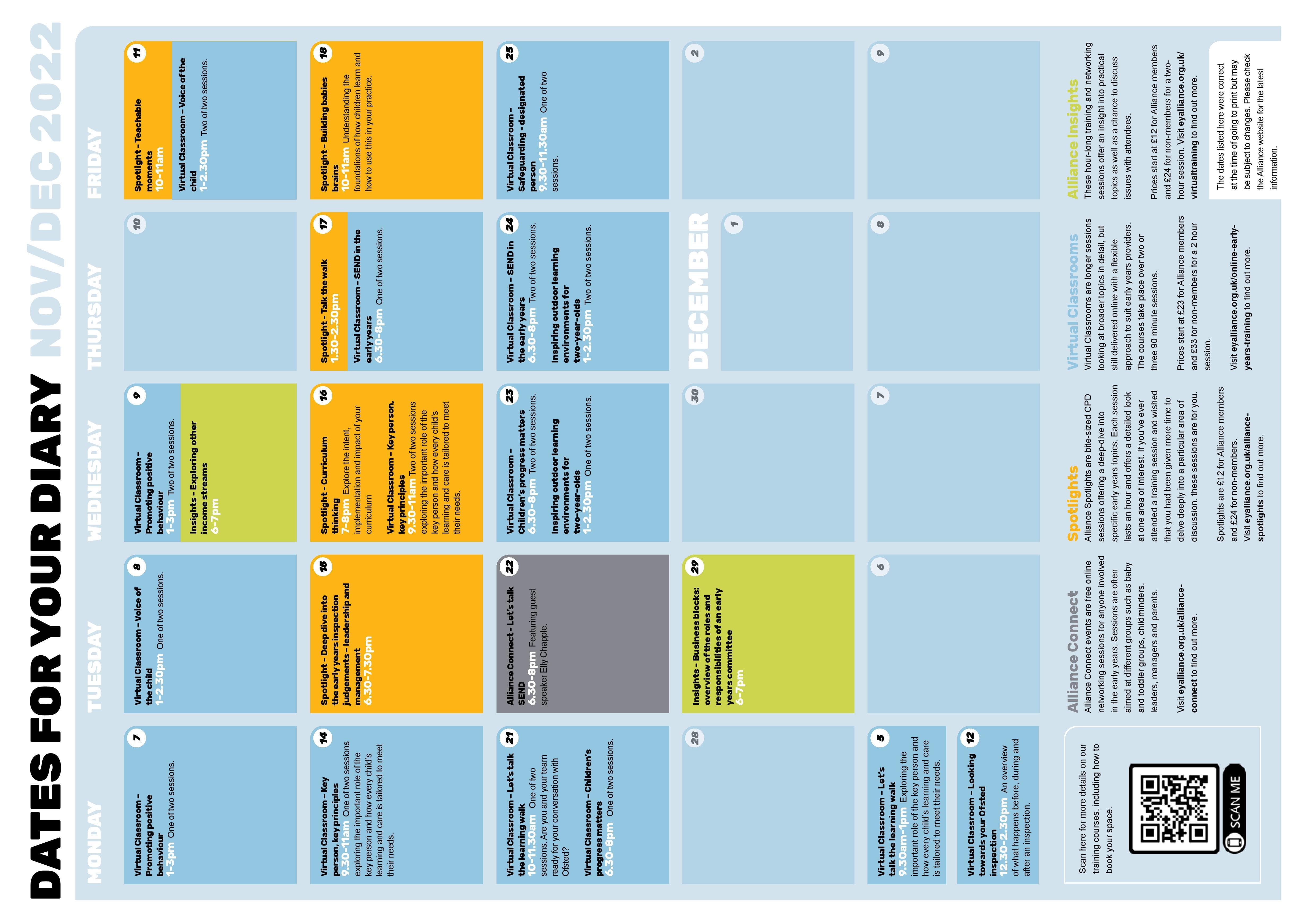 Dates for your diary Nov/Dec 2022