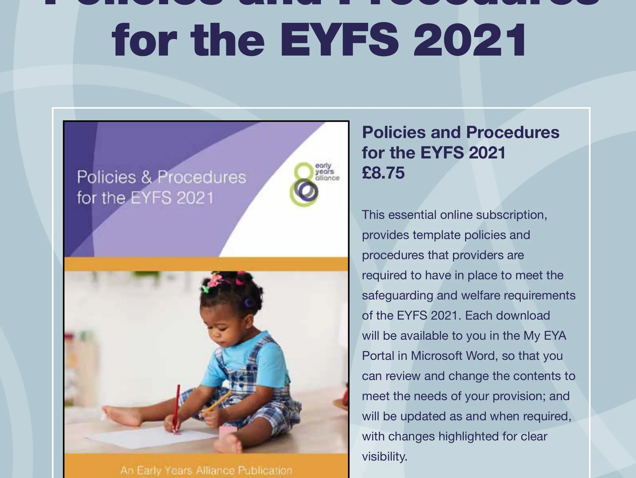 Updated Policies and Procedures for the EYFS 2021