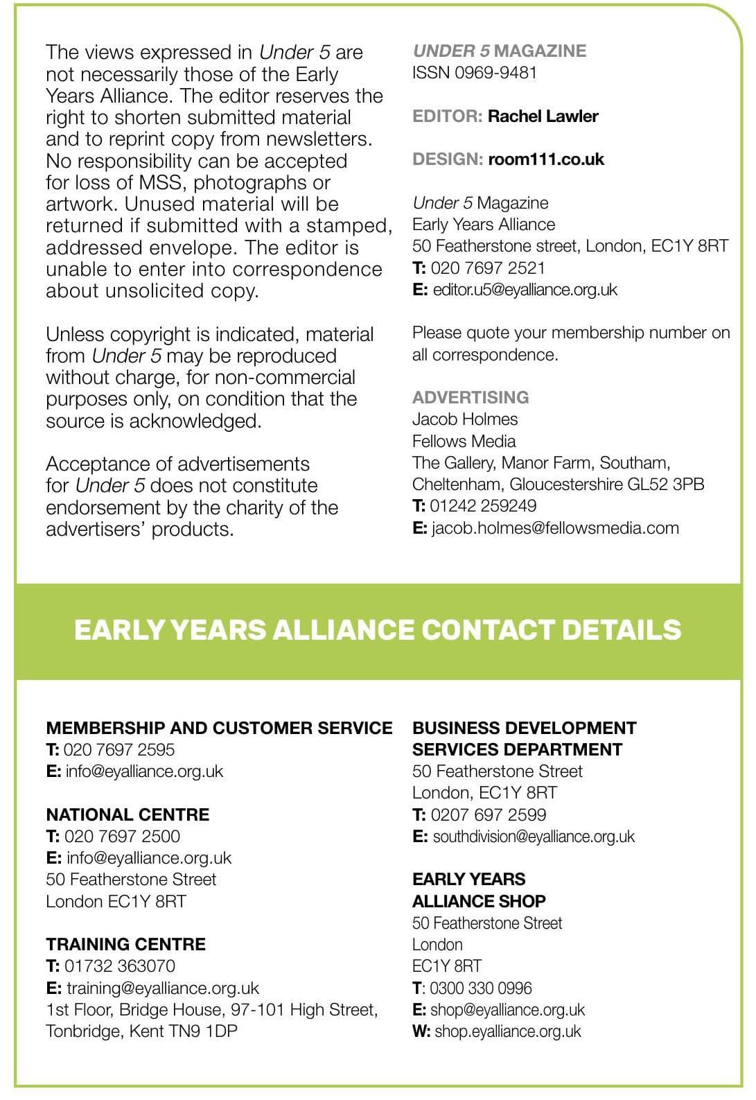 Early Years Alliance contact details