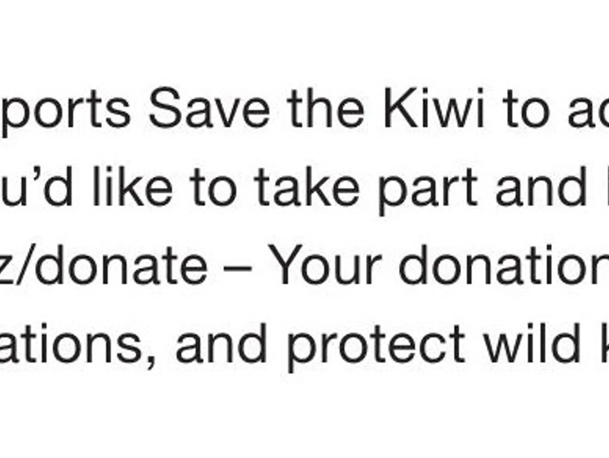Save the kiwi