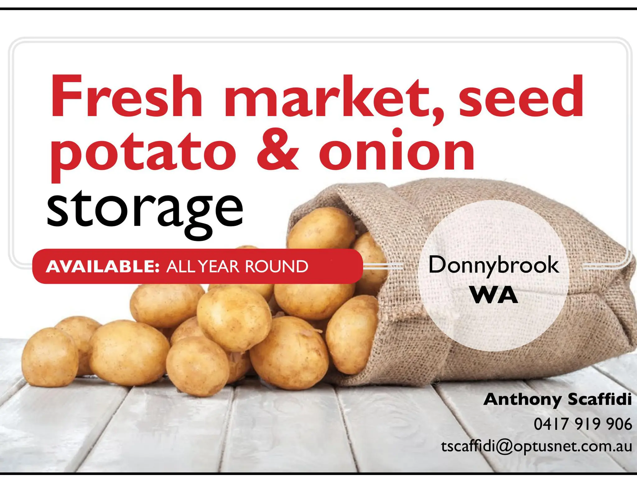 Fresh market seed potato & onion storage