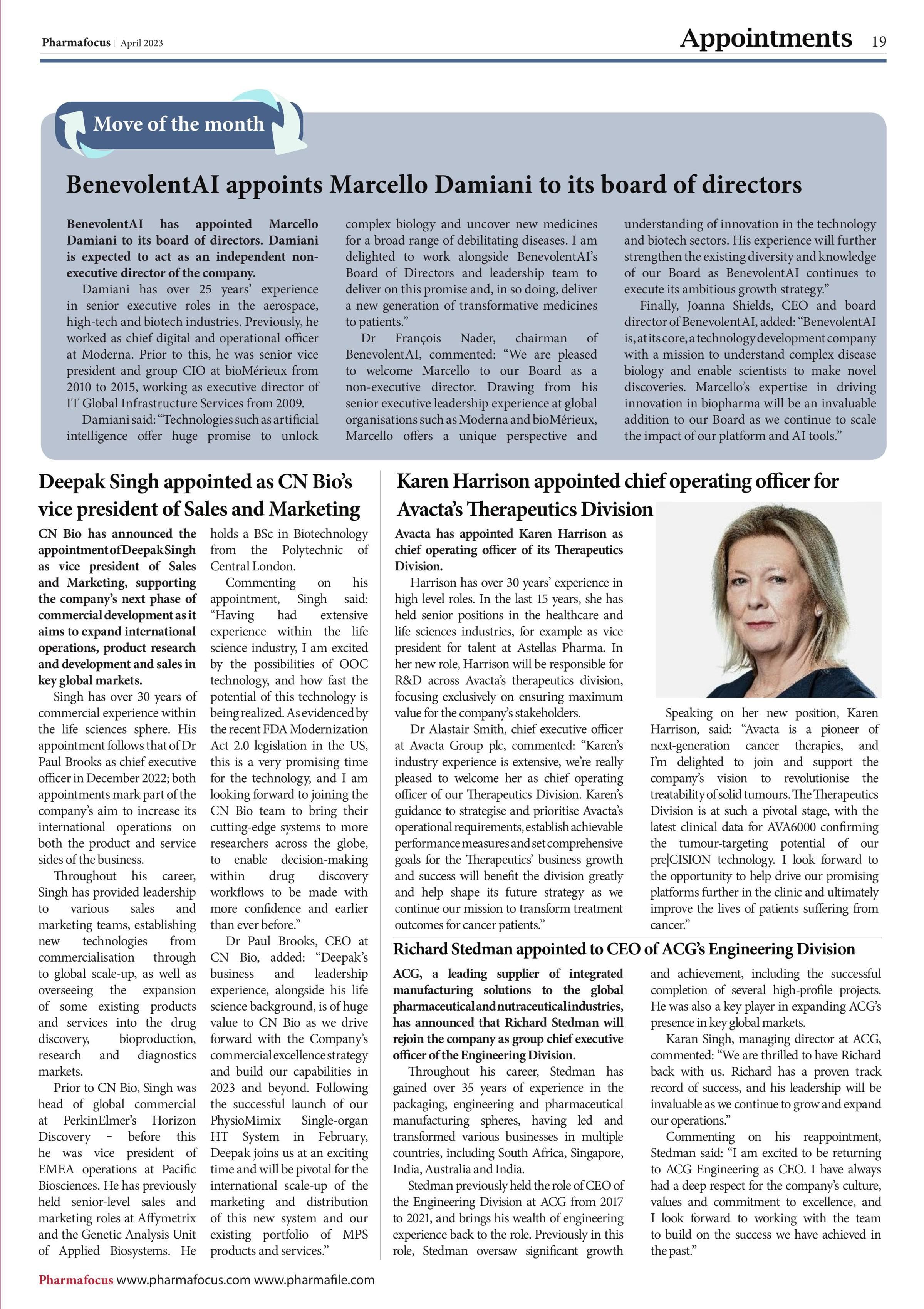 BenevolentAI appoints Marcello Damiani to its board of directors