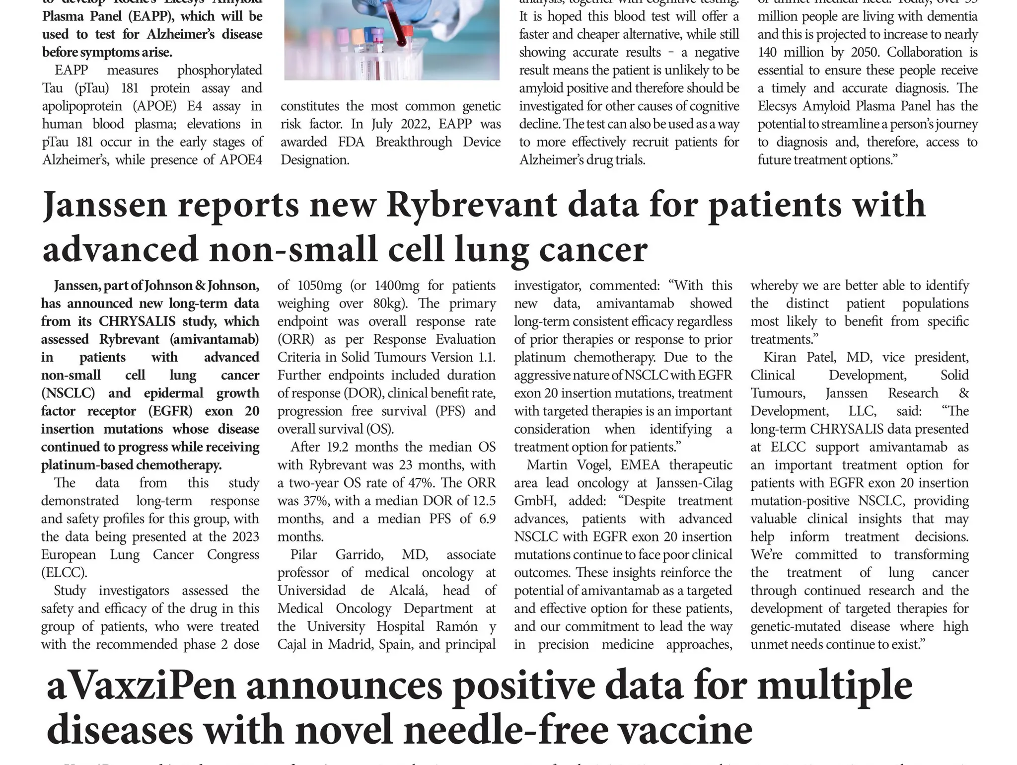 Janssen reports new Rybrevant data for patients with advanced non-small cell lung cancer
